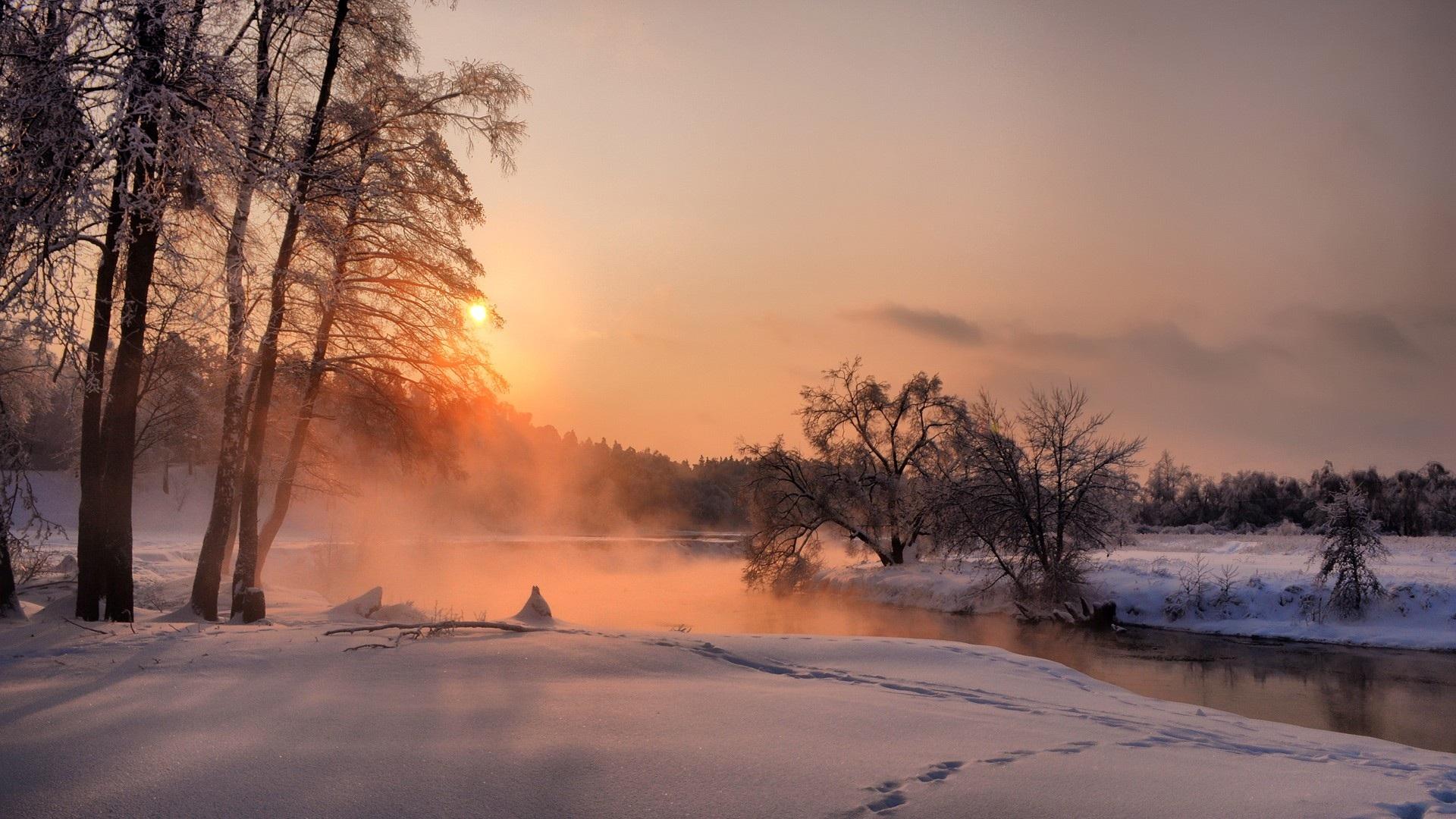 Winter Sunrise, Beautiful Winter Sunrise, 1920x