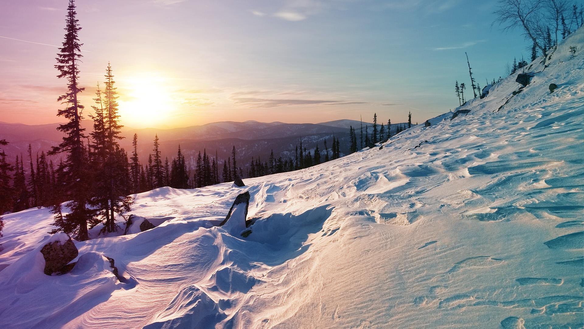 Free download winter sunrise mountain HD wallpaper003