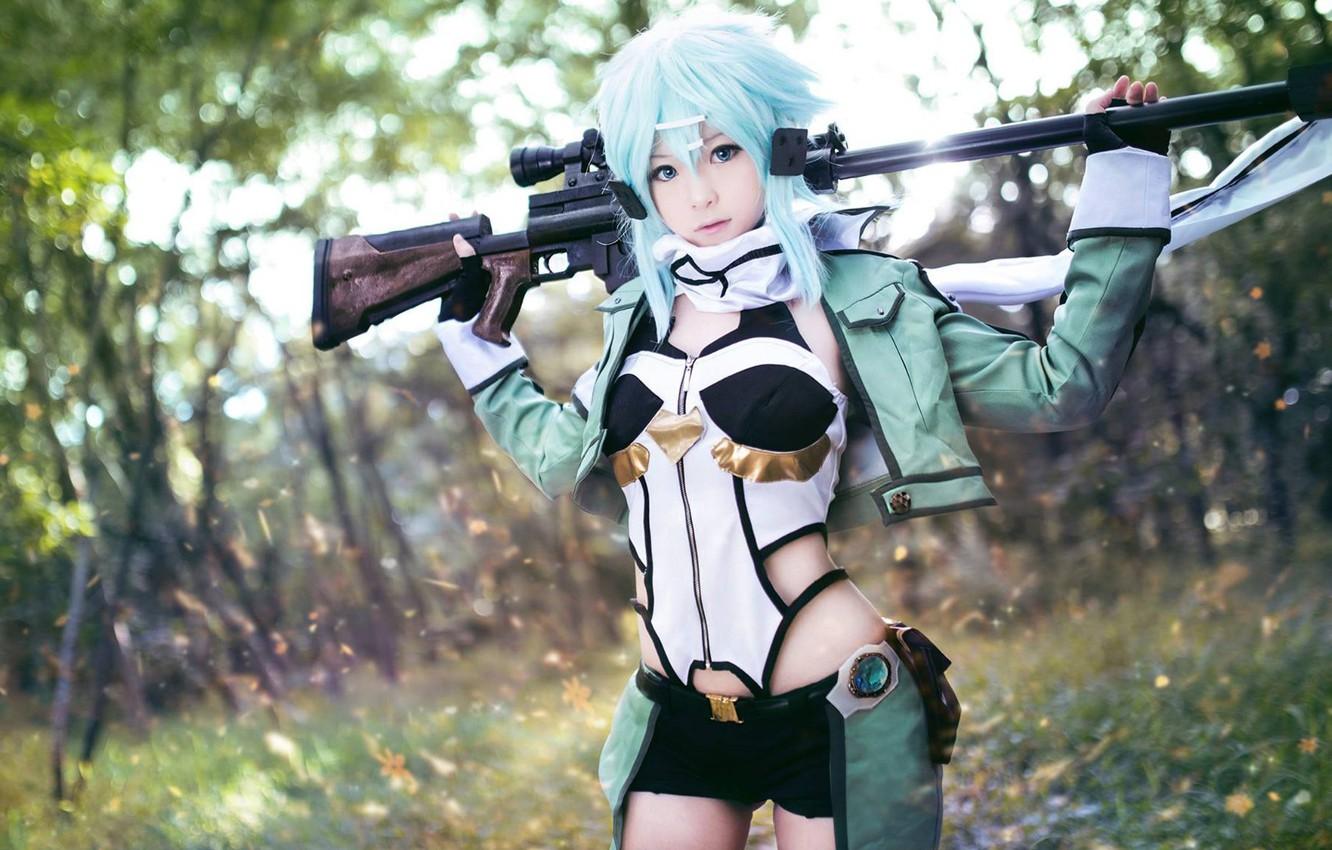 Wallpaper kawaii, game, forest, anime, pretty, sniper, cosplay