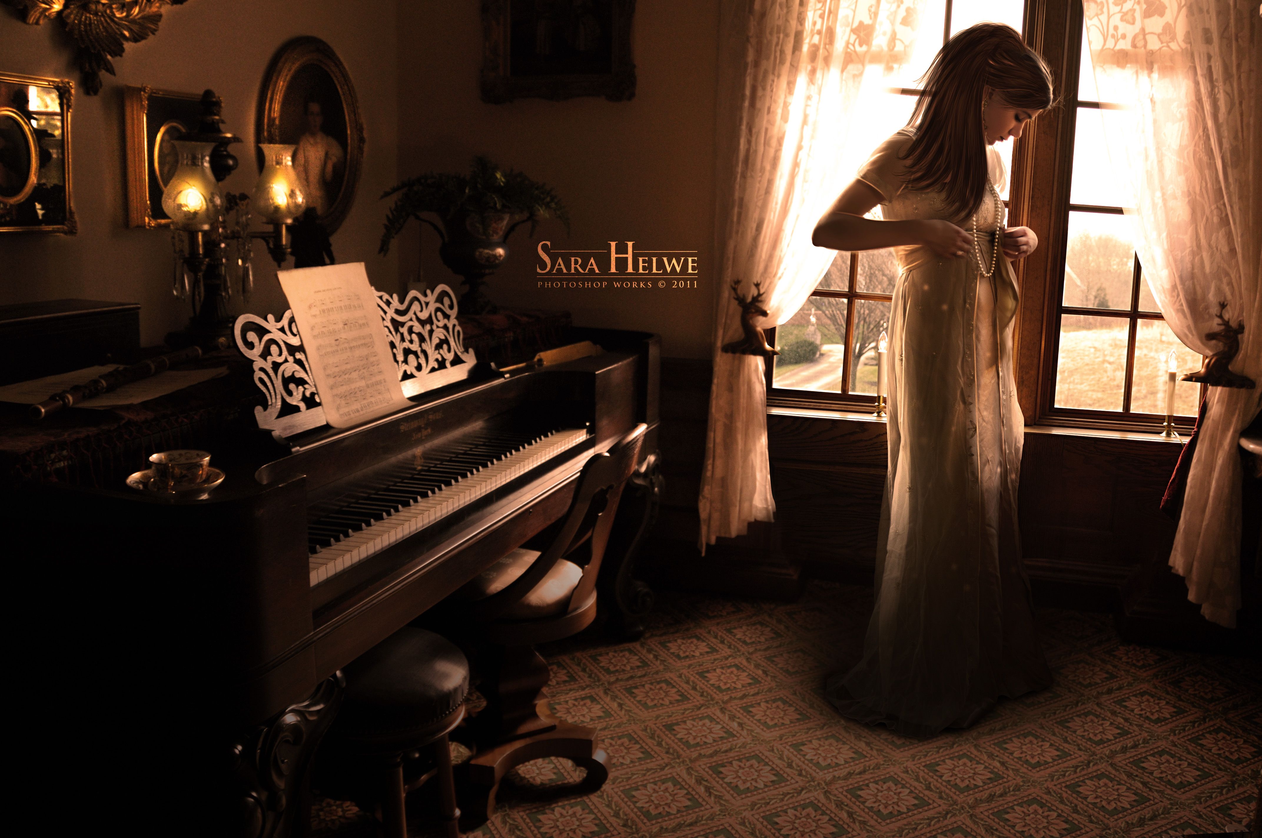 setting #wallpaper #steampunk #gothic #piano #helwe #woman
