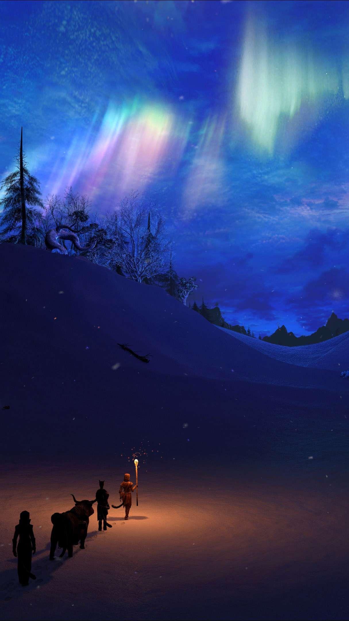 Winter Night North Pole Sky iPhone Wallpaper in 2019