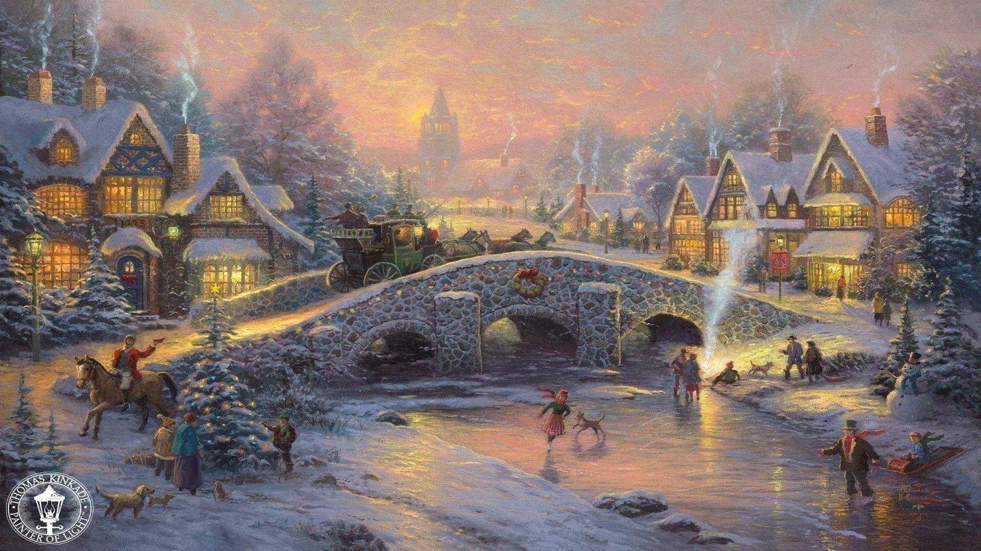 Nativity Thomas Kinkade Christmas Wallpaper Free Nativity Thomas Kinkade Christmas Background