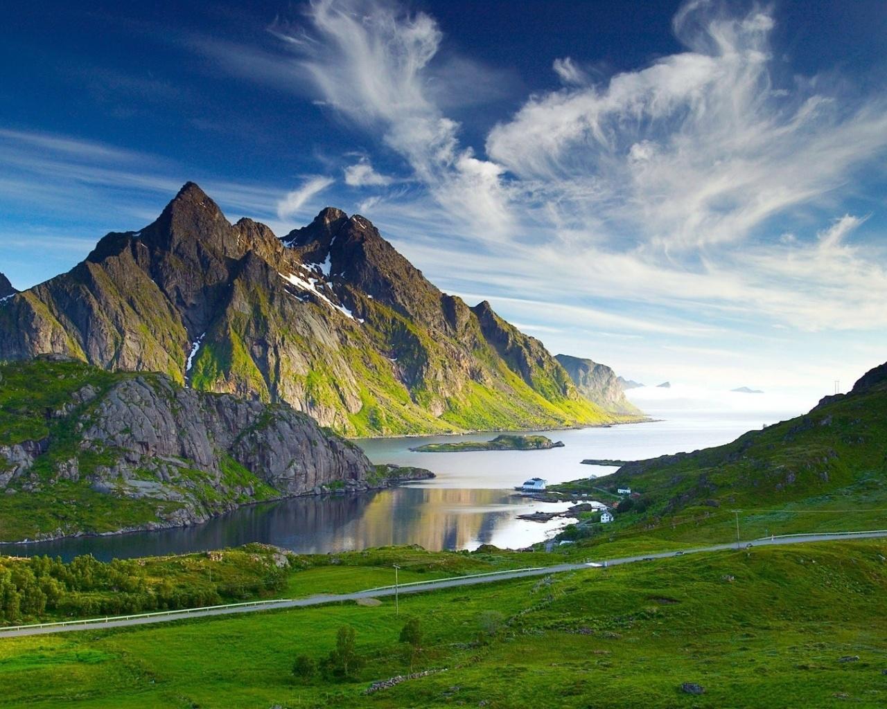 Mountains Scenery Nordic Fjord desktop PC and Mac