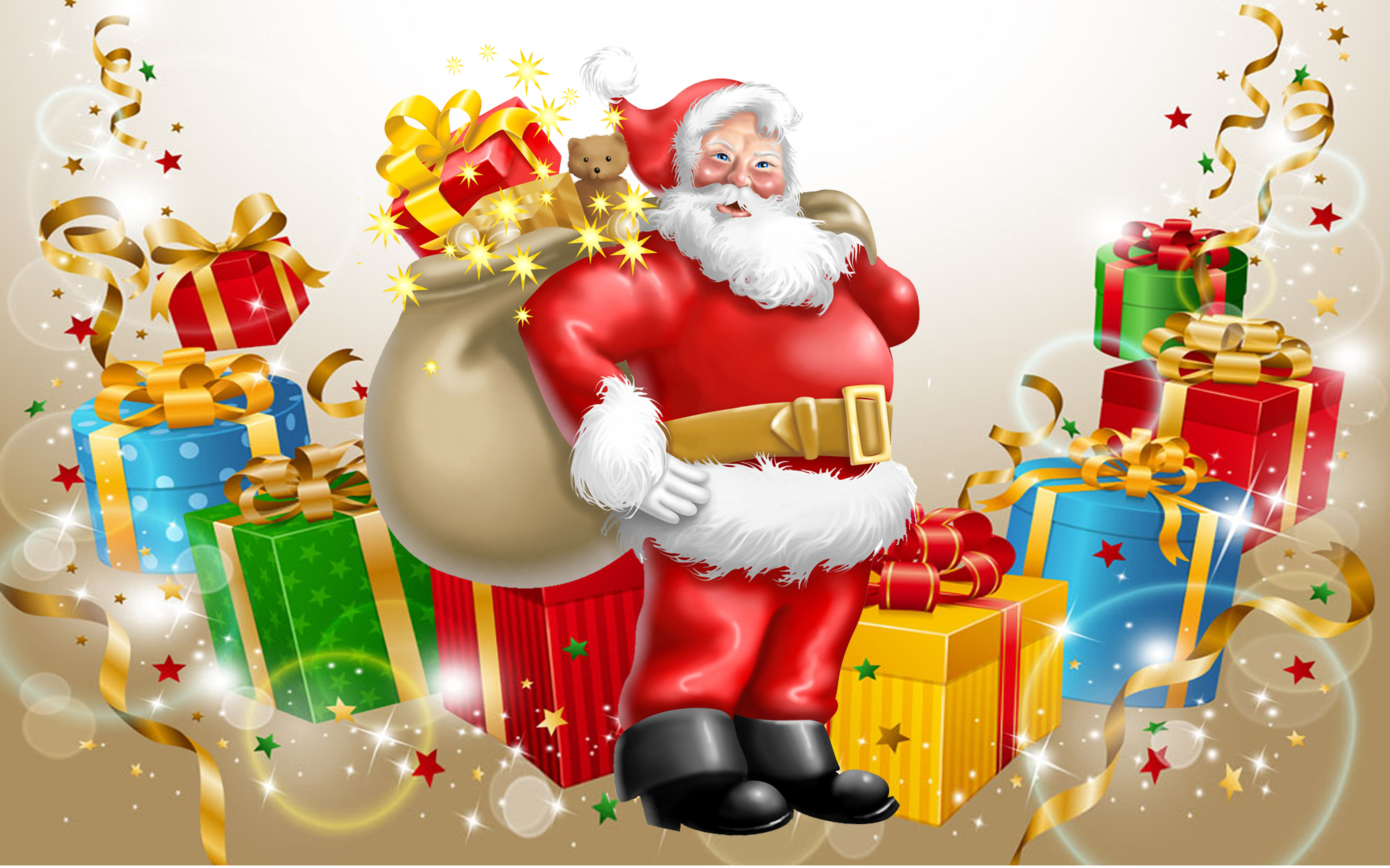 Santa Claus Happy New Year And Merry Christmas Gifts