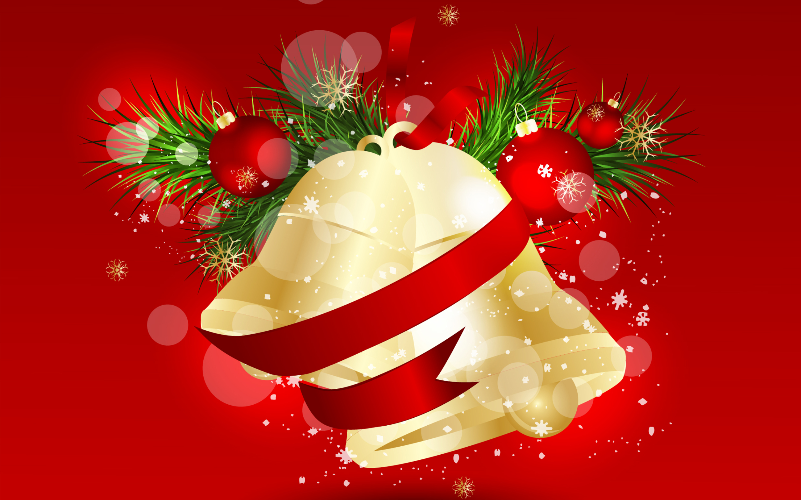 Christmas and Happy New Year Bells Wallpaper