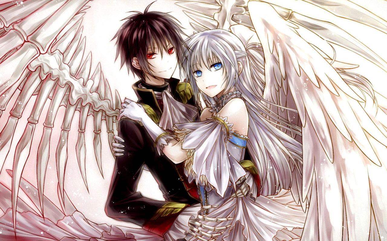 Angel and Demon Love Wallpaper