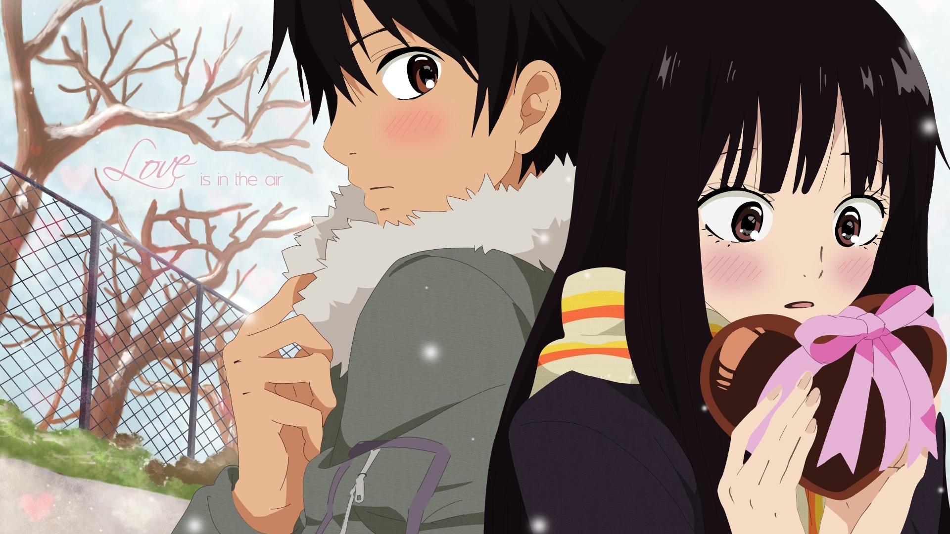 Download wallpaper 1920x1080 boy, girl, gift, heart, cold