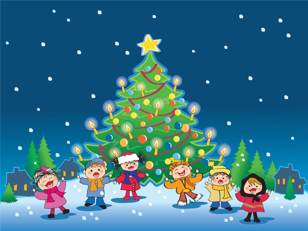 Free download Kids Christmas cartoon HQ wallpaper 1024x768