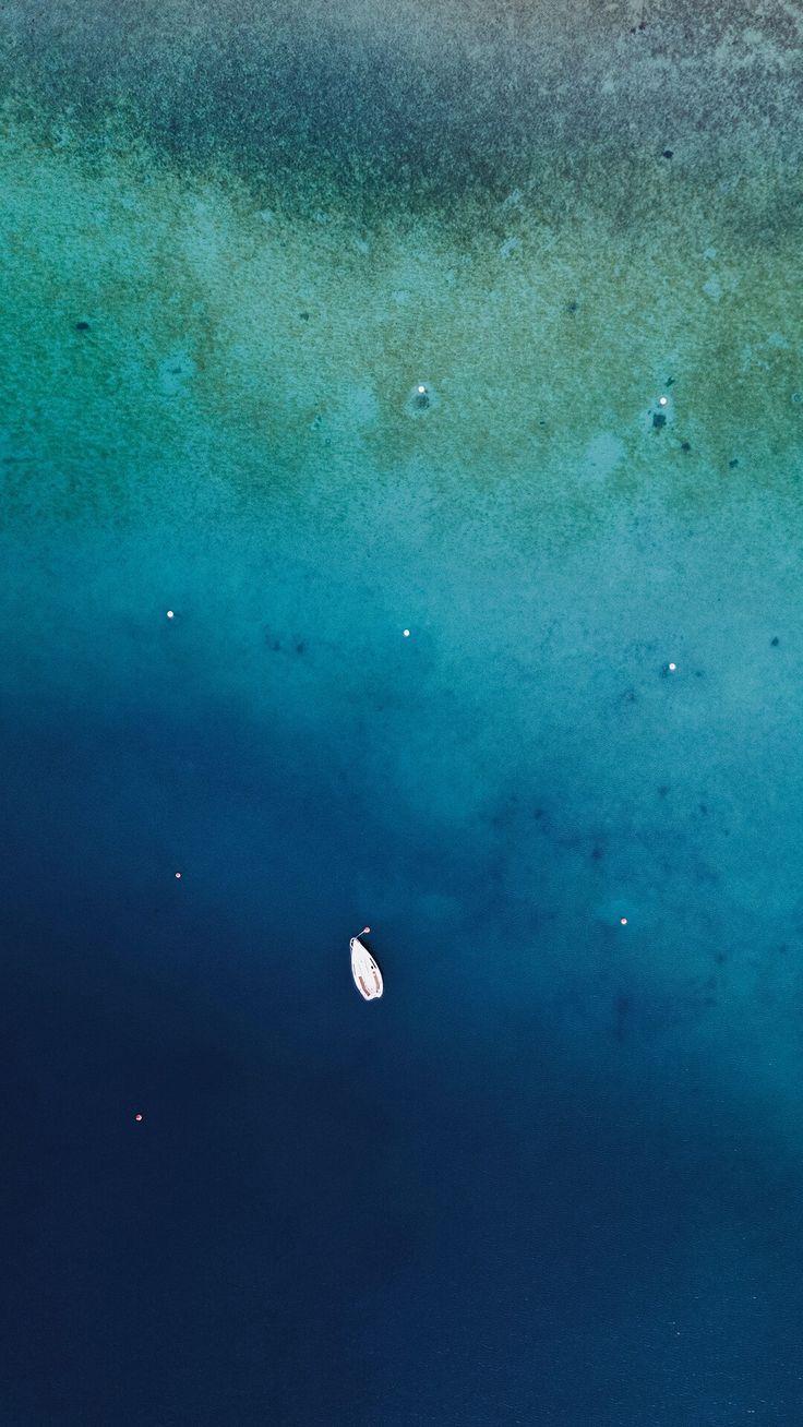 Blue ocean, small boat, minimalist, mermaid water in 2019