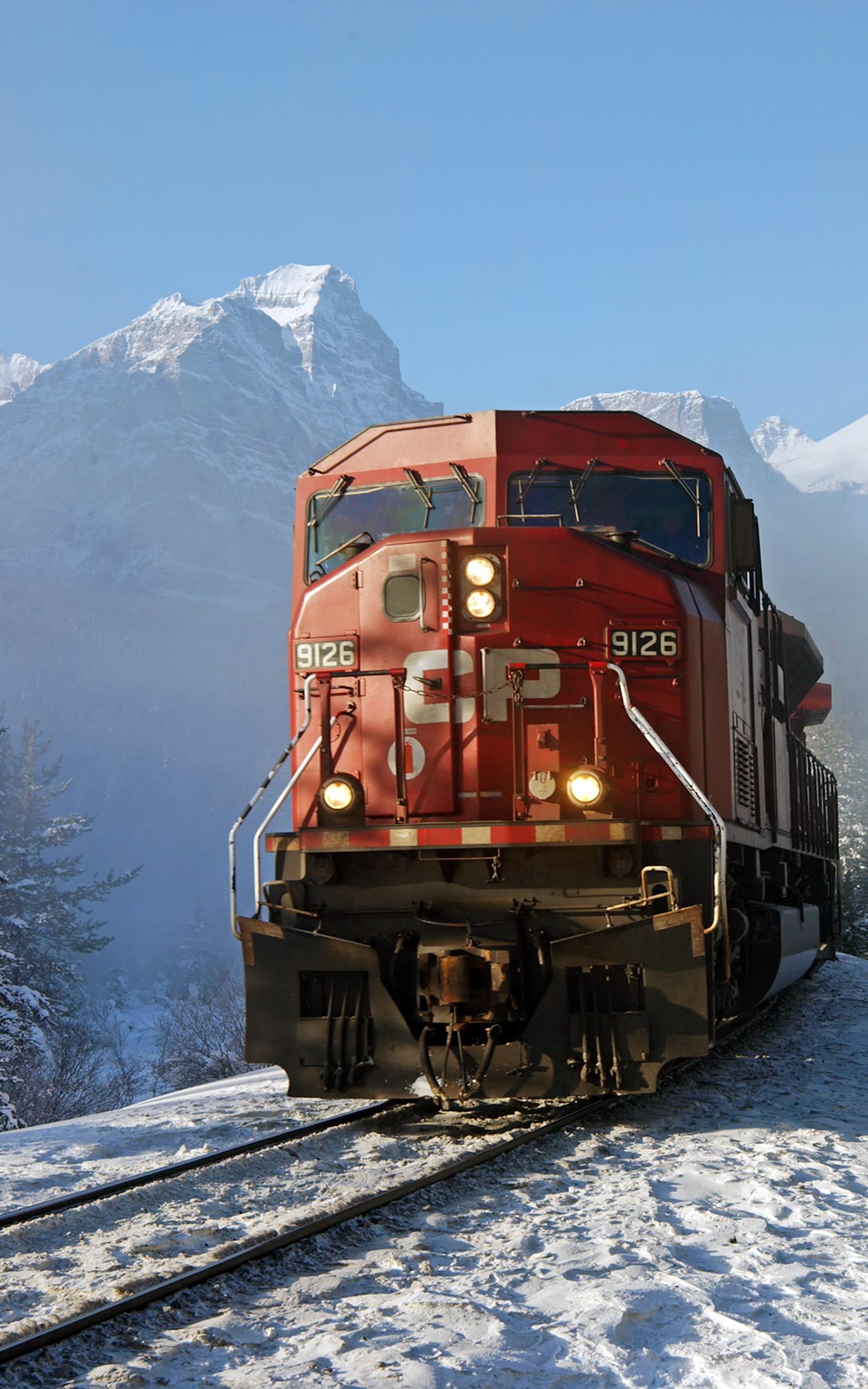 diesel locomotives freight train portrait display snow