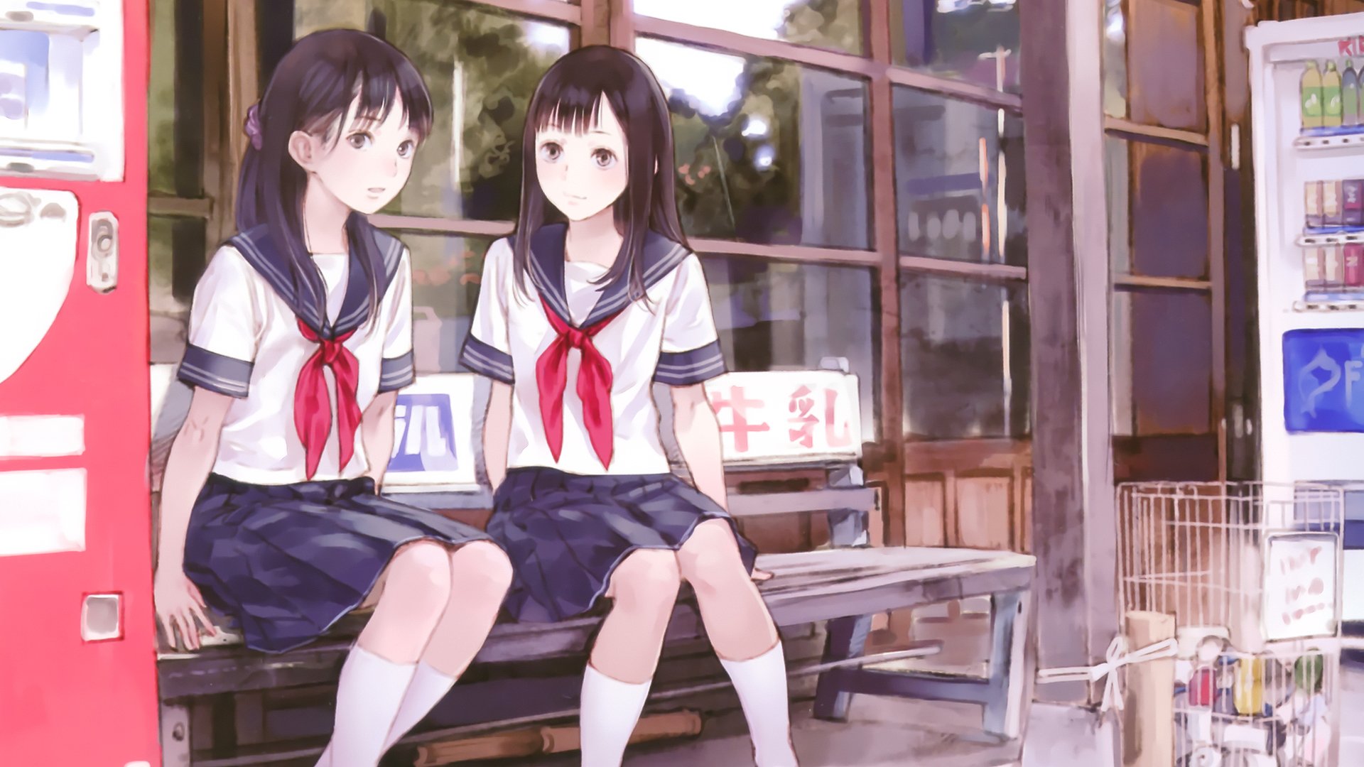 school uniforms, soft shading, anime girls wallpaper