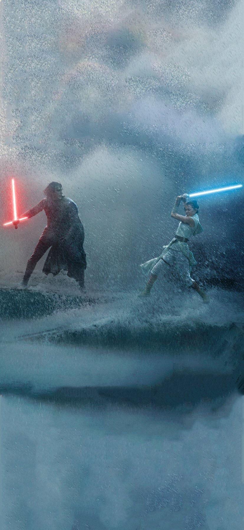 Here is that Rey and Kylo Ren fighting in the rain wallpaper. Star wars background, Star wars poster, Star wars wallpaper iphone