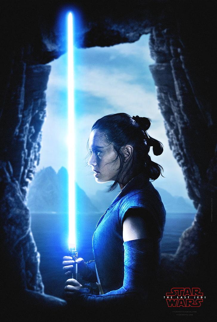 HD wallpaper: Star Wars: The Last Jedi, Rey (from Star Wars), lightsaber