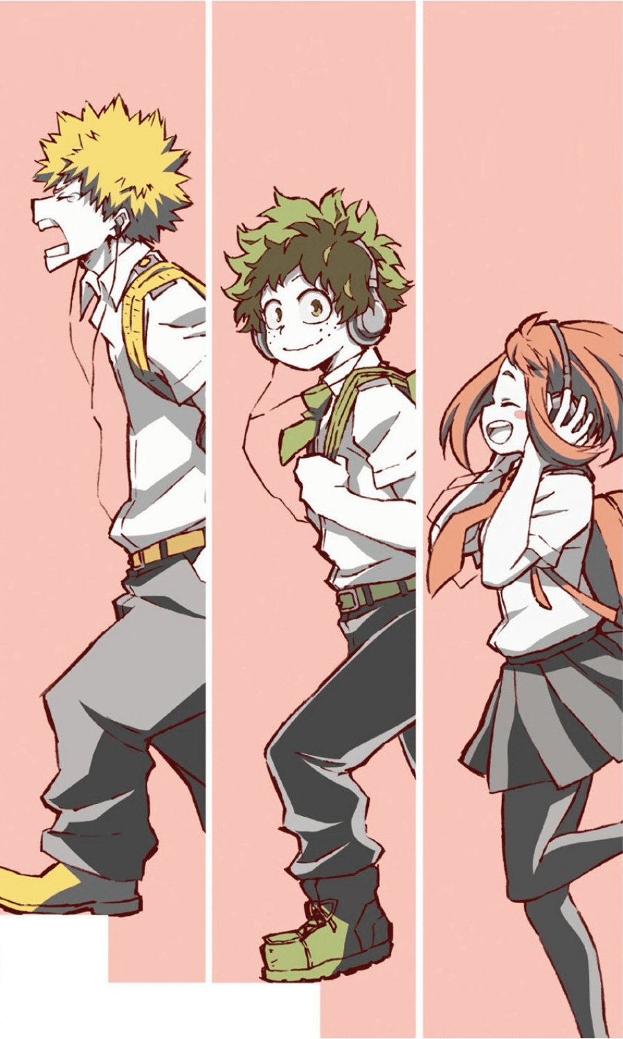 I really liked the new soundtrack album's artwork, so I made a little phone wallpaper of the three main characters from it!