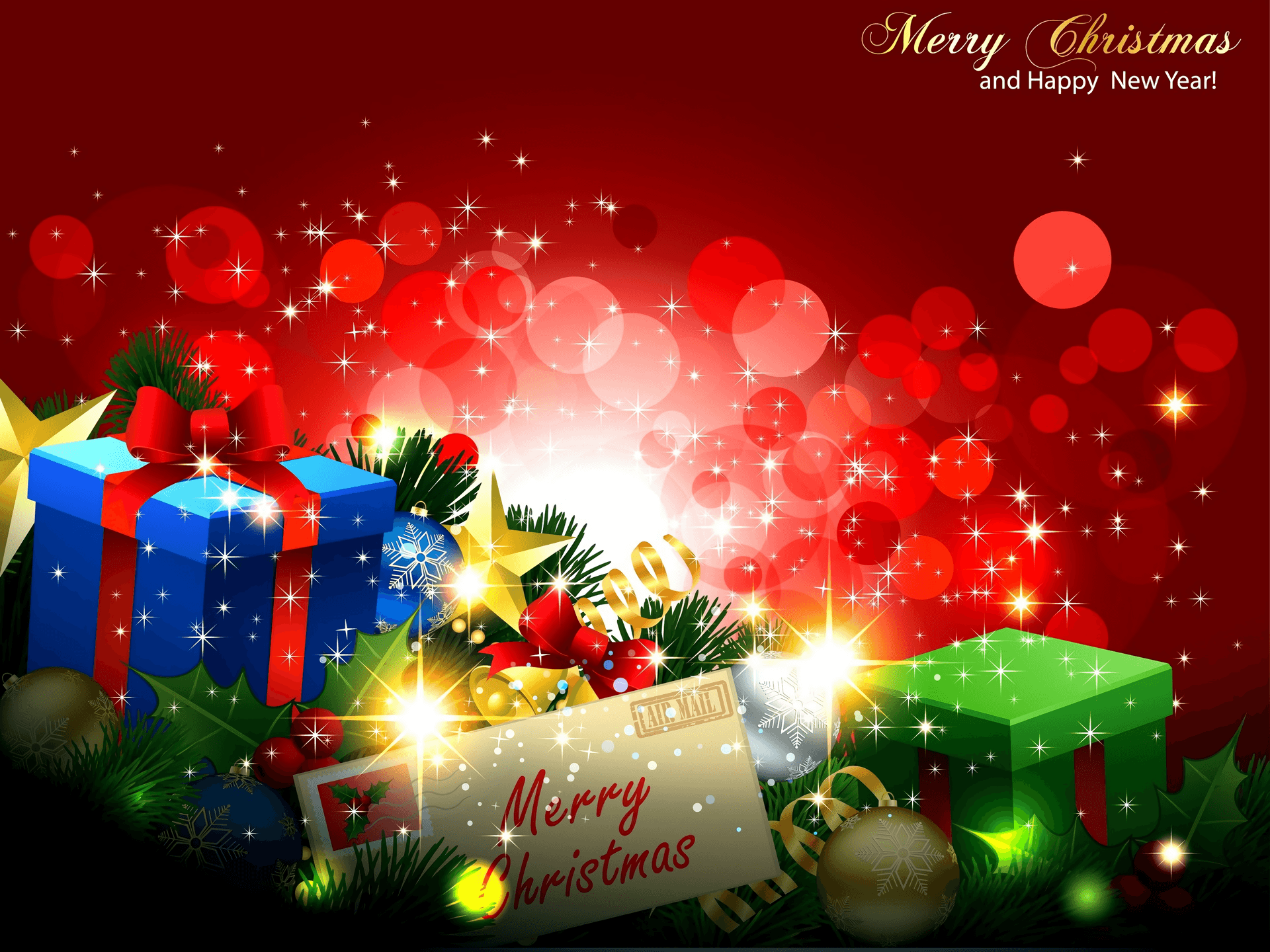 Merry Christmas and Happy New Year HD Wallpaper. Background