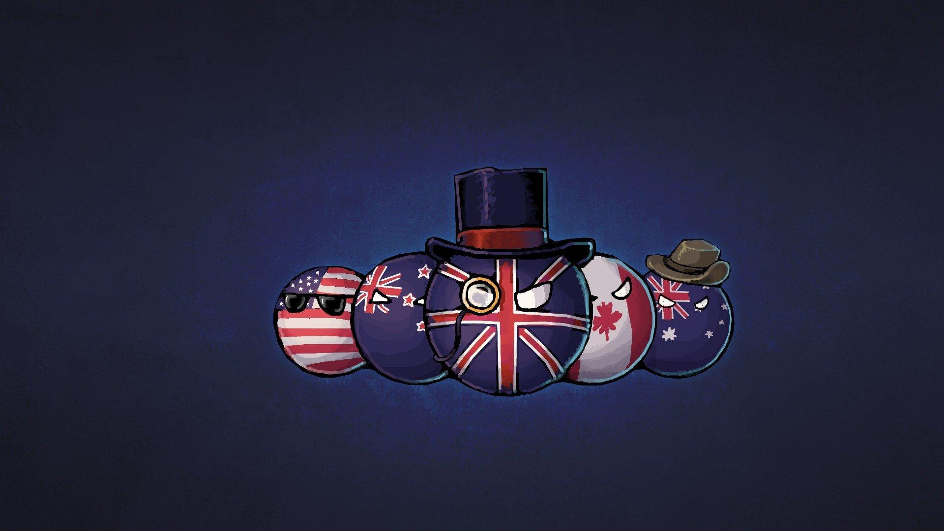 countryballs, USA, England, Canada, Australia, Hat, New