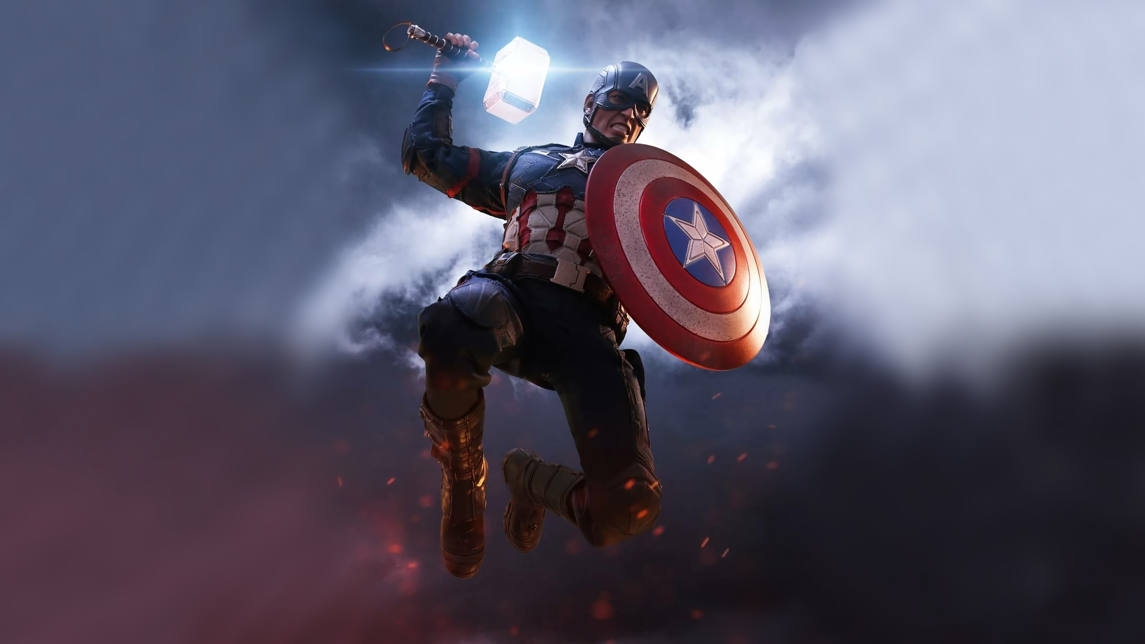 Captain America Mjolnir Artwork 4k, HD Superheroes, 4k
