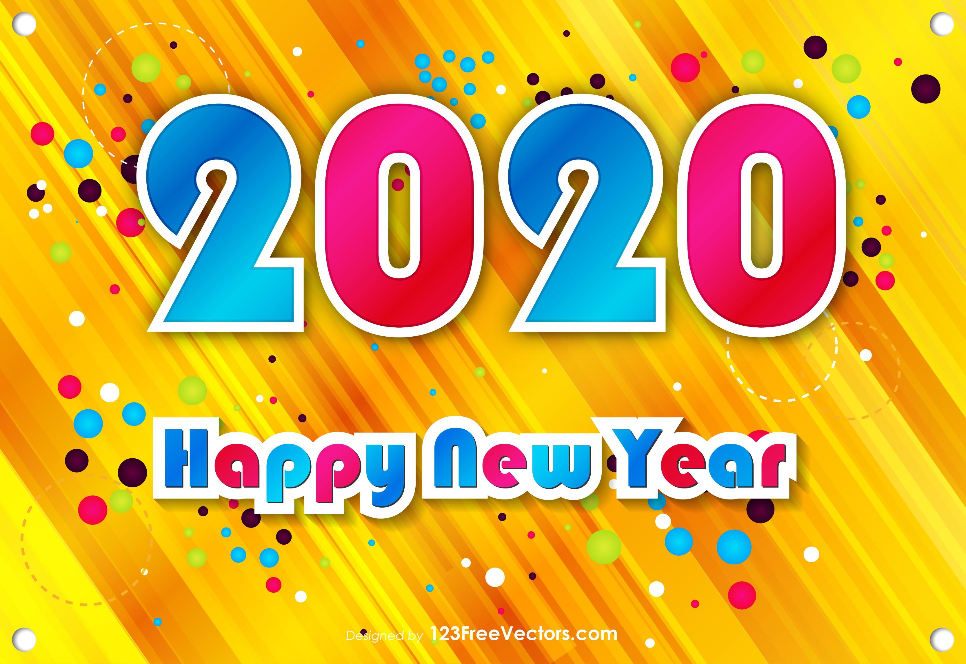 Happy New Year 2020 Colorful Balloons Background