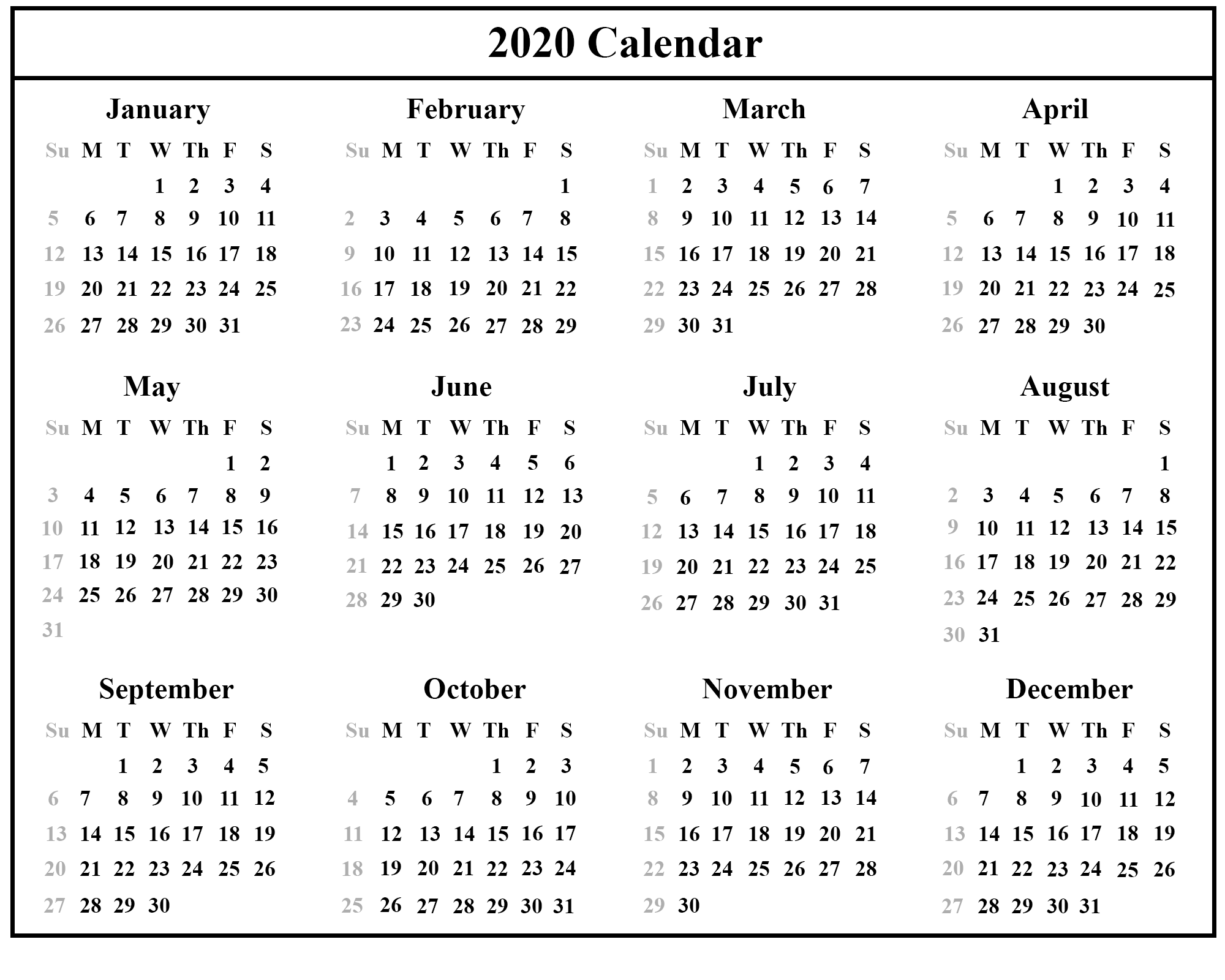 New Year Calendar 2020 Wallpapers - Wallpaper Cave