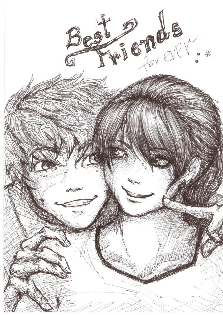 34 Sketch Two Boy Best Friends Drawing