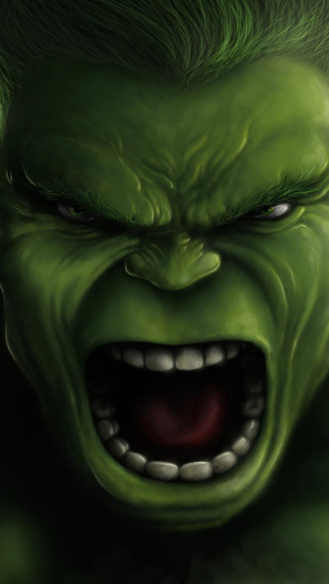 The Hulk, face, Marvel Comics, art picture 1080x1920 iPhone