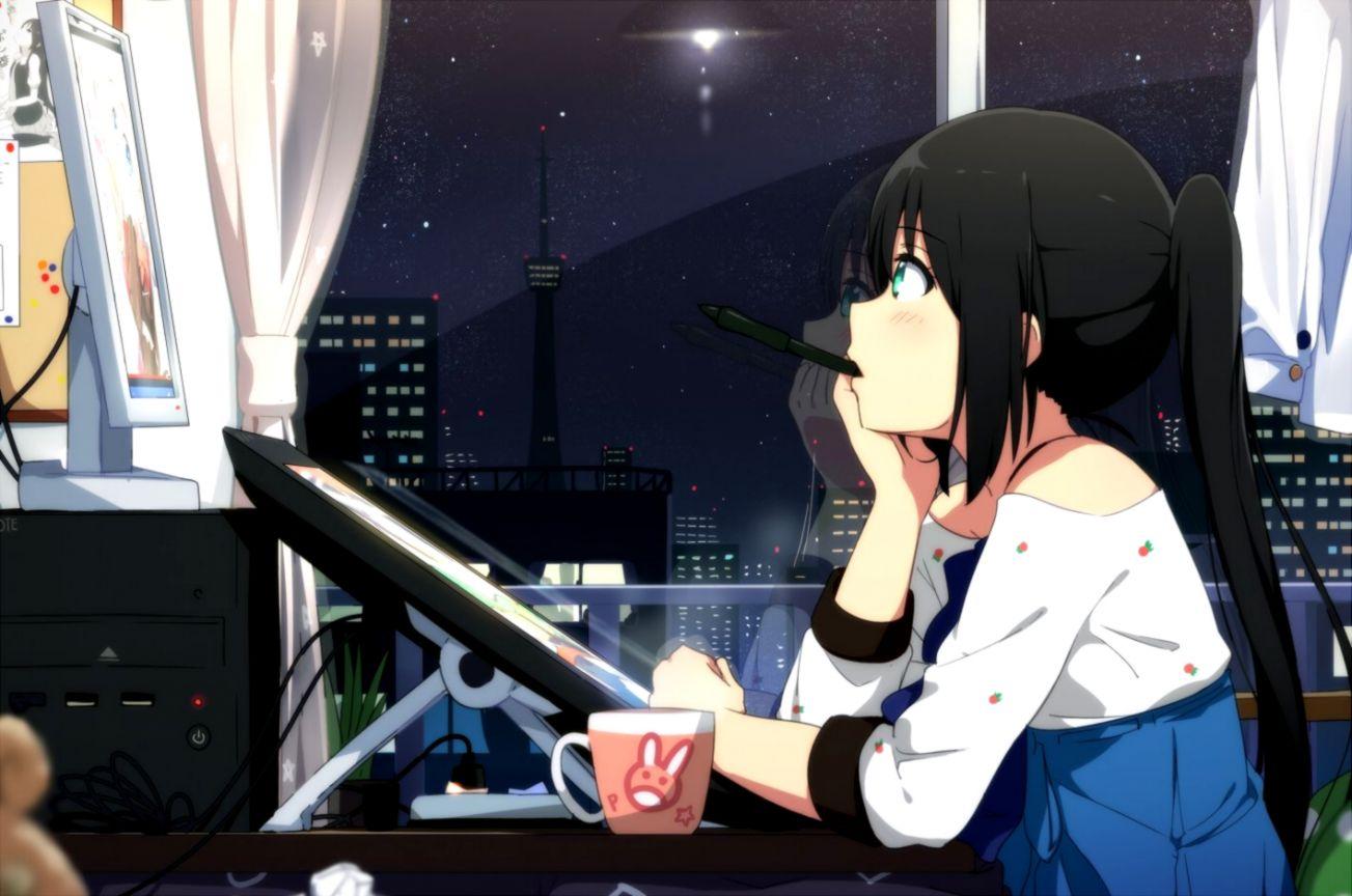Anime Girl With Coffee Screensaver