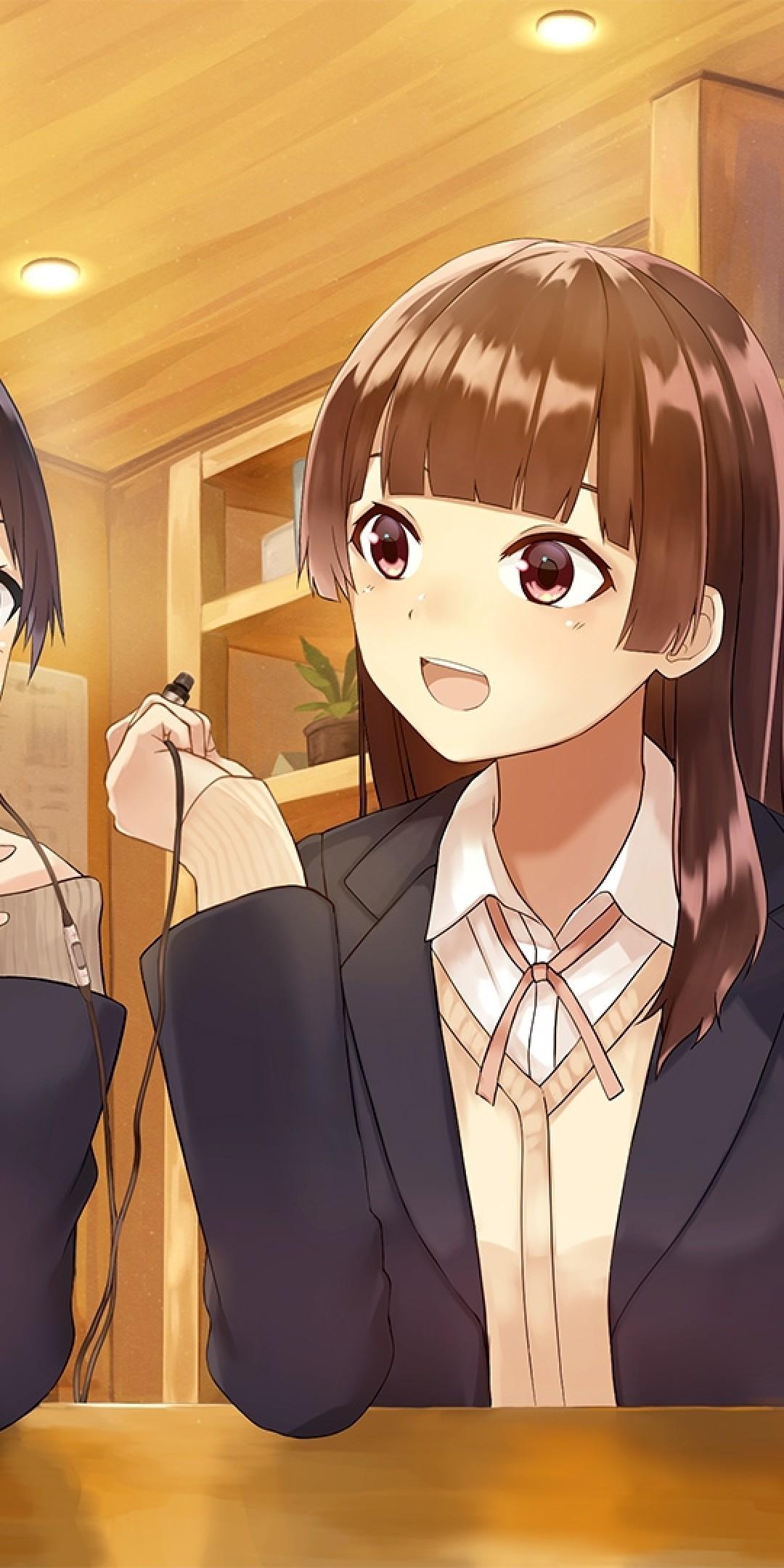 Download 1080x2160 Anime Girls, Coffee, Cafe, Friends, Drinks