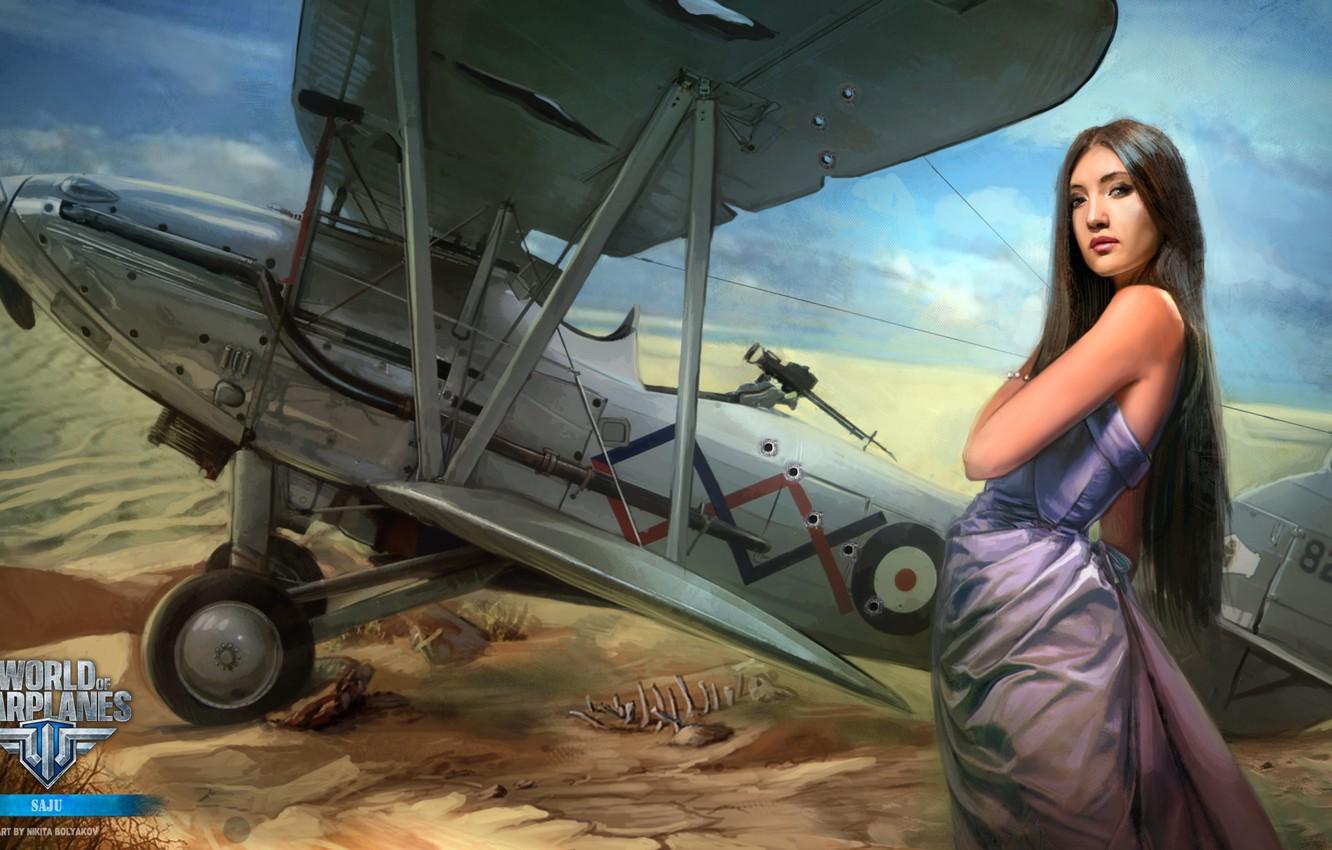 Wallpaper girl, the plane, desert, girl, aviation, air, MMO