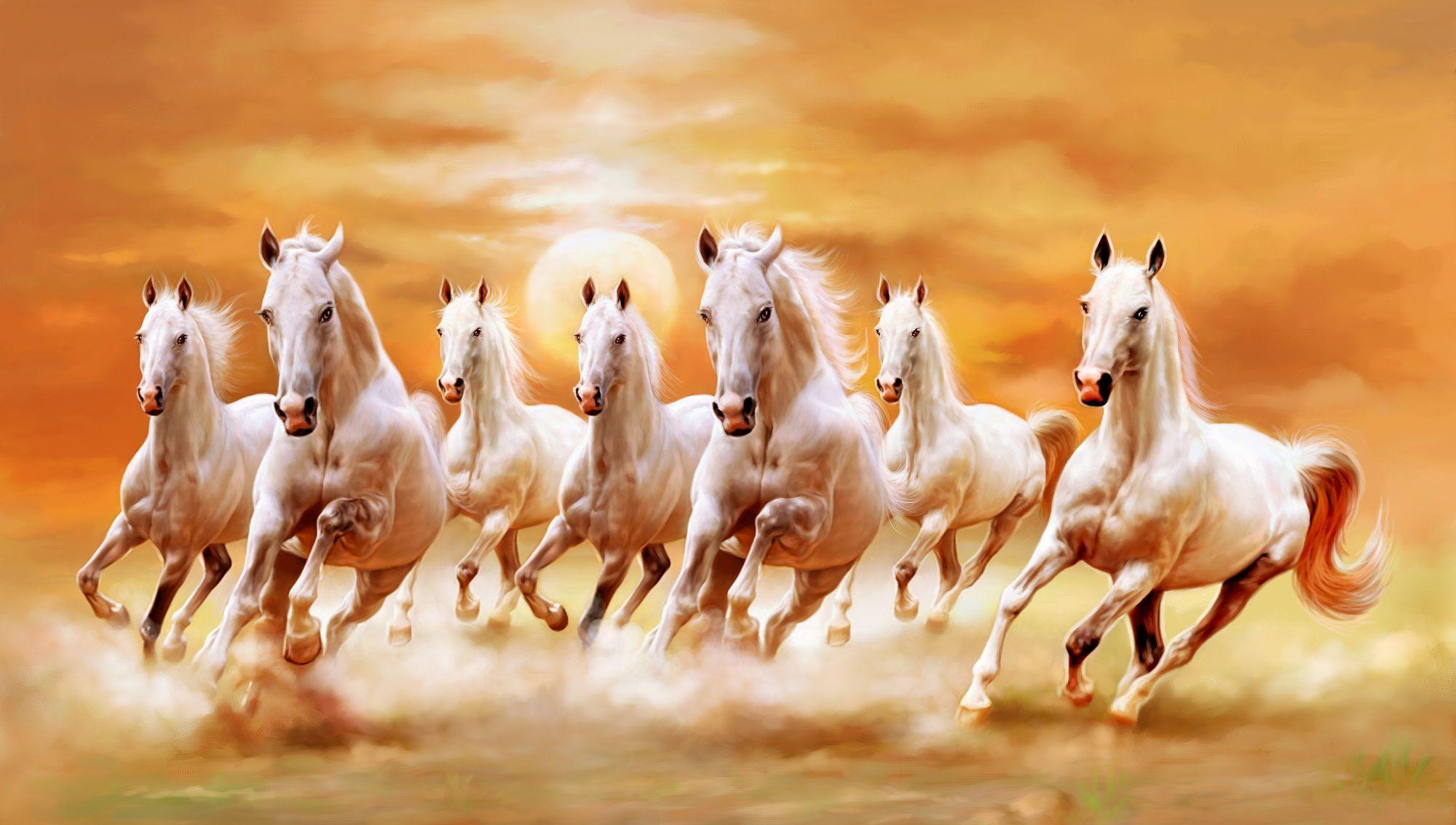 Vastu Seven Horse Painting at Best Prices Online Shopping Store. Seven horses painting, Horse wallpaper, Horse canvas painting