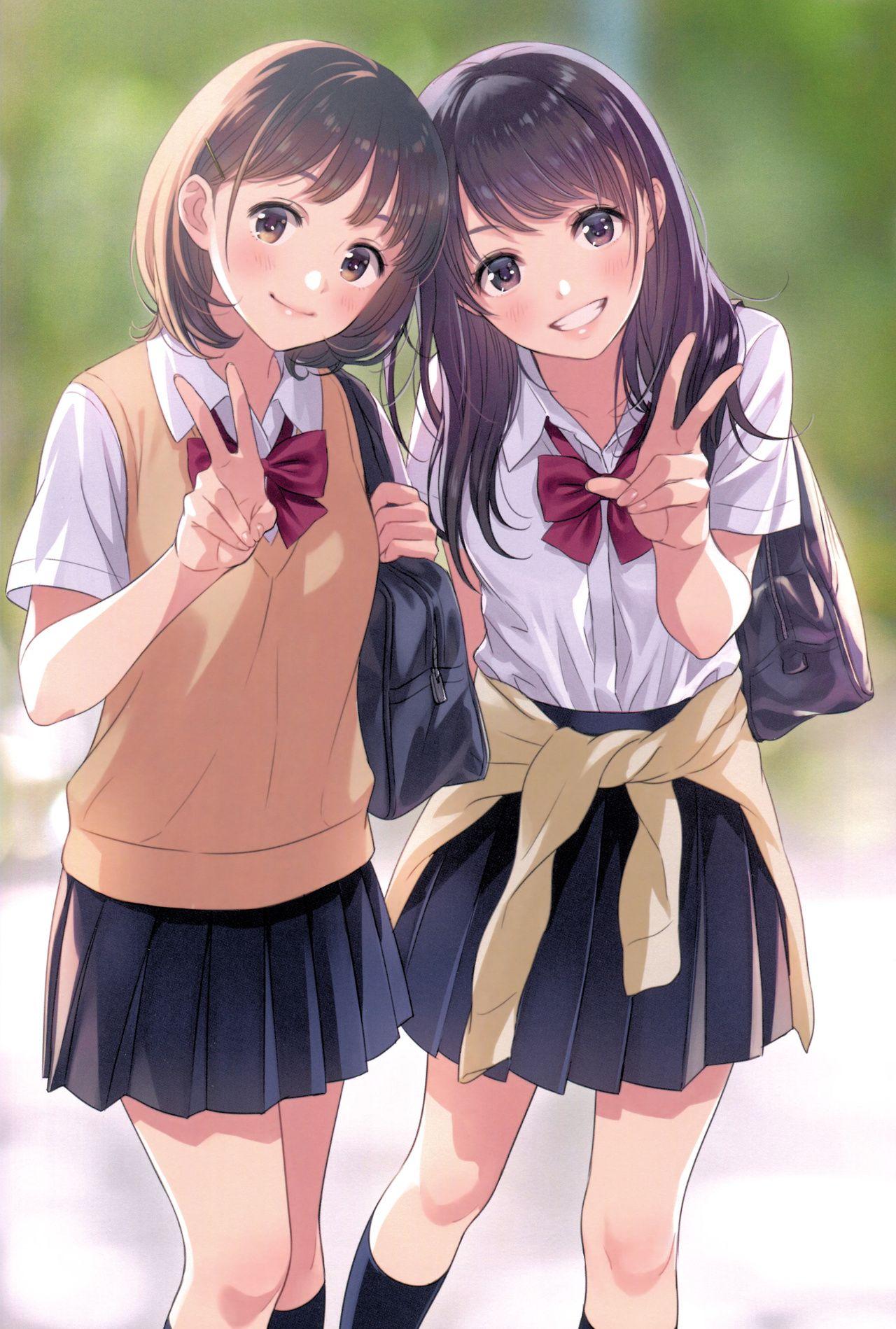 Cute Anime Girl Best Friends gambar ke 3