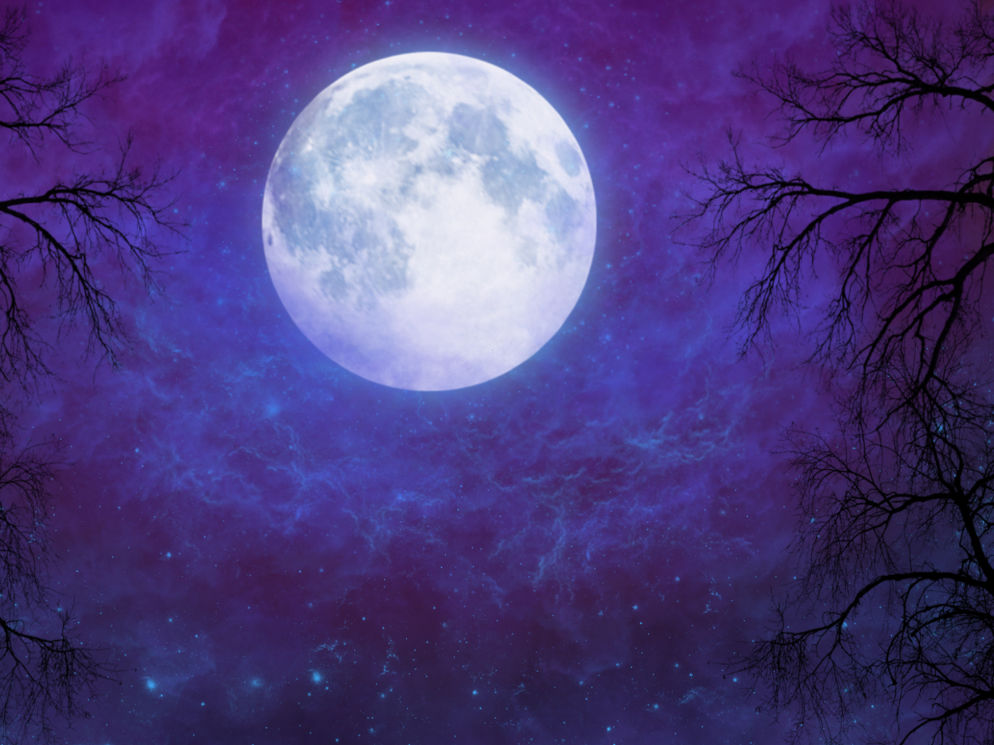 Artistic Full Moon in Starry Night Sky 1400x1050