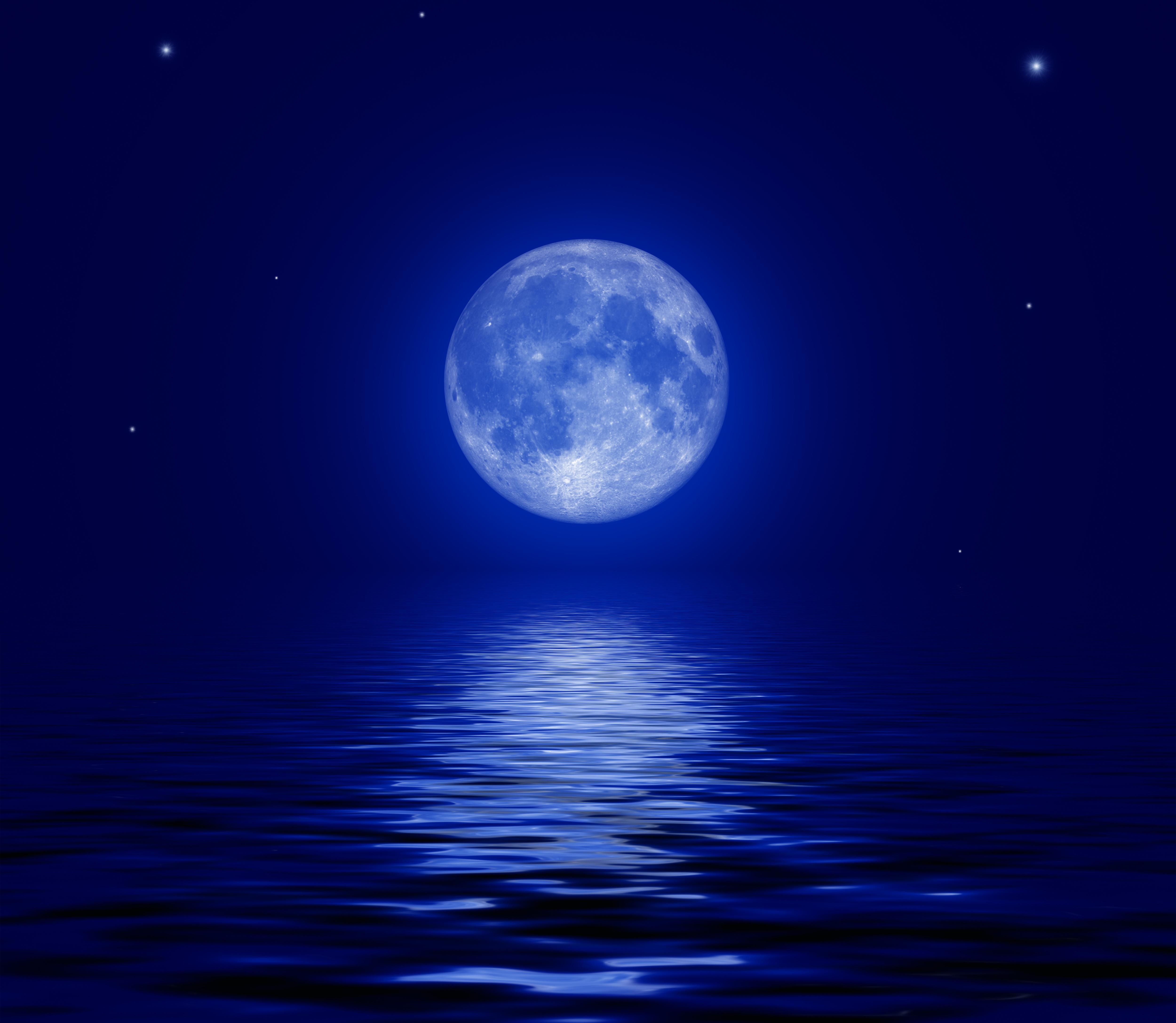 Full Moon over the Sea 4k Ultra HD Wallpaper. Background