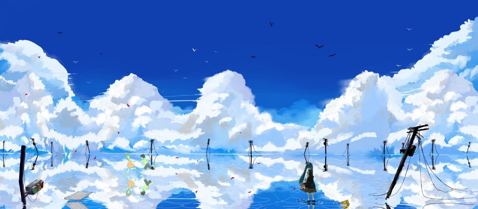 Water abstract blue clouds landscapes vocaloid hatsune miku