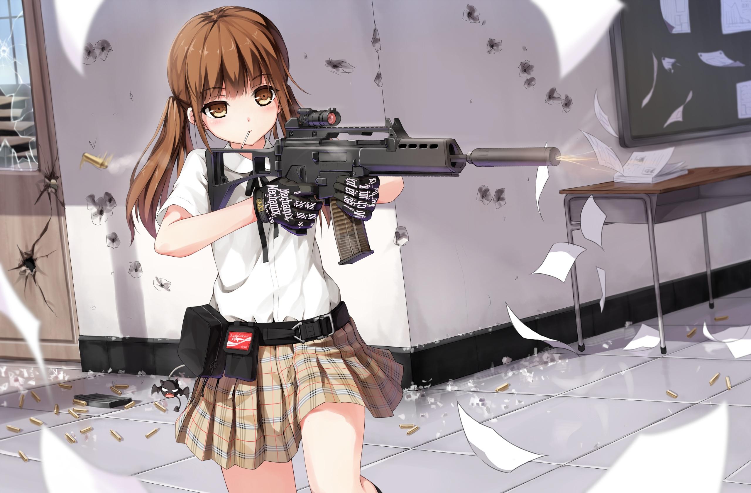 Anime girl with a rifle by 受菟_