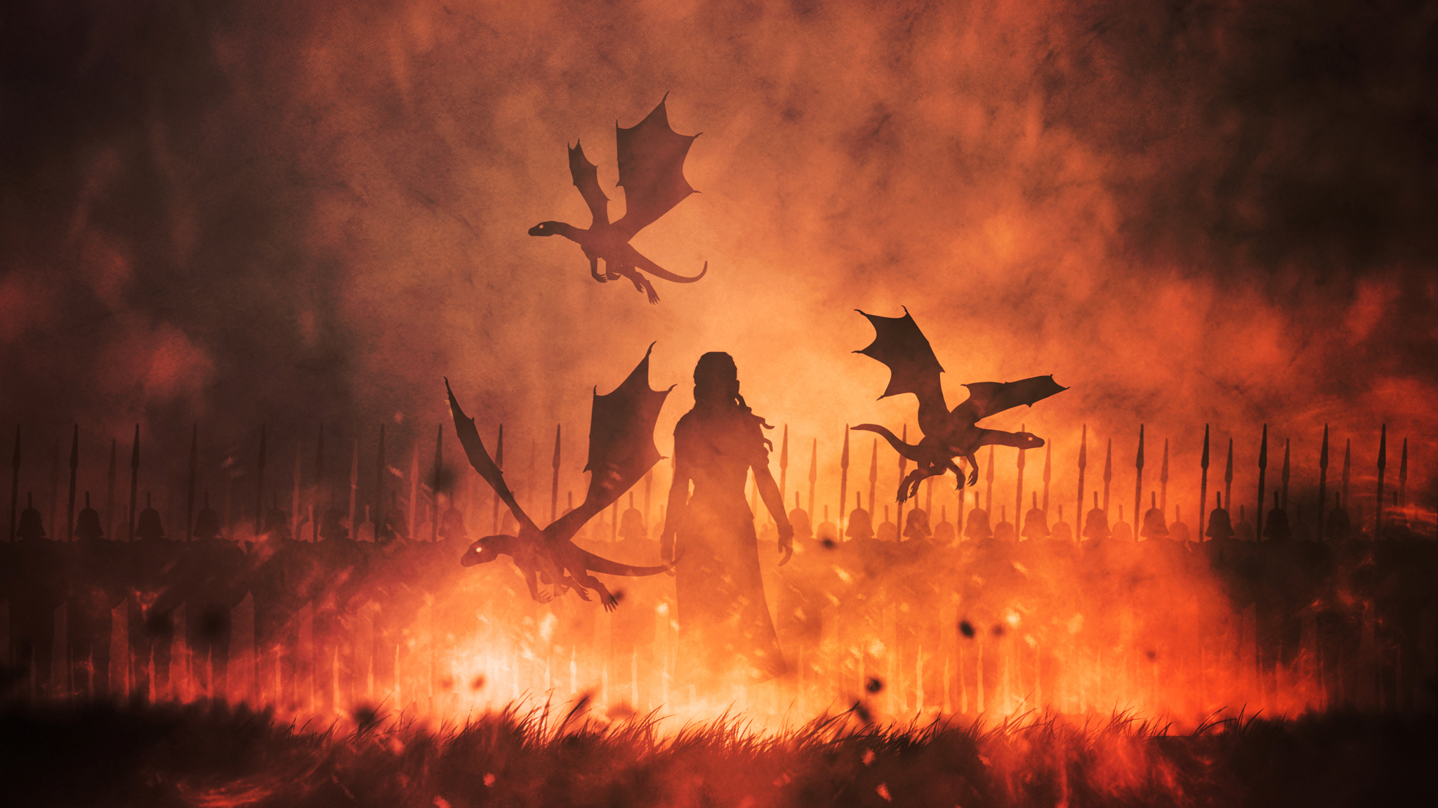 Daenerys Targaryen and Dragons In Fire Wallpaper, HD TV
