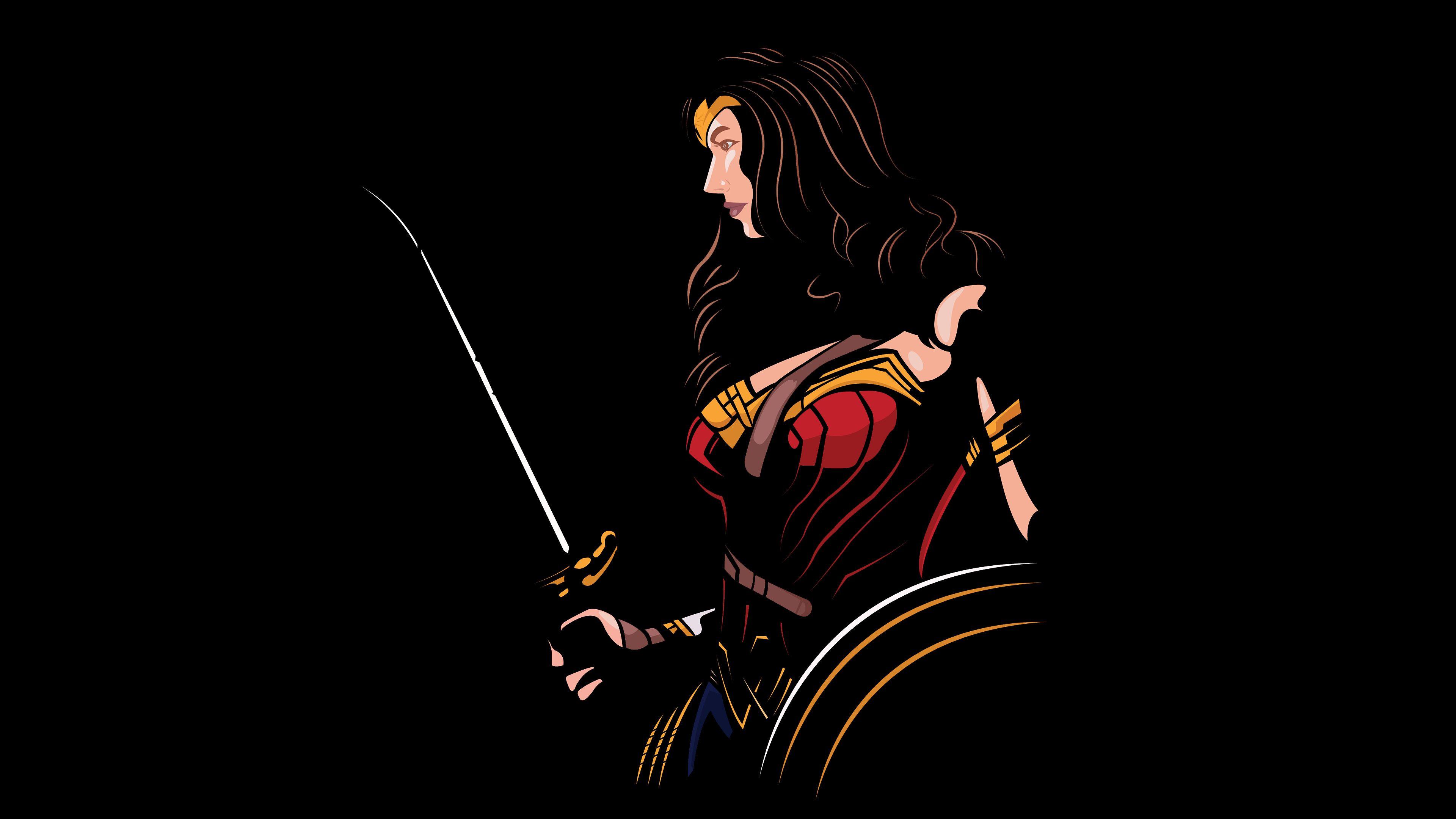Wonder Woman 4k Minimalism wonder woman wallpapers, superheroes wallpapers, minimalism wallpapers, logo wal…