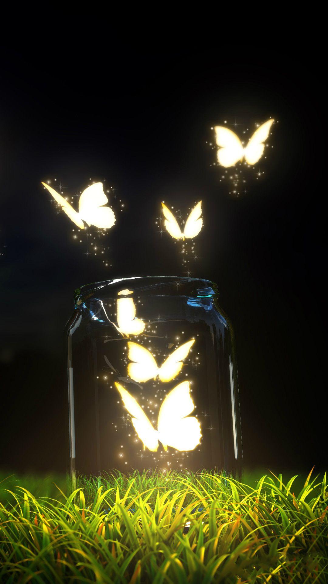 Fantasy Butterfly Jar #iPhone #plus #Wallpaper. iPhone wallpaper lights, Sparkle wallpaper, iPhone wallpaper