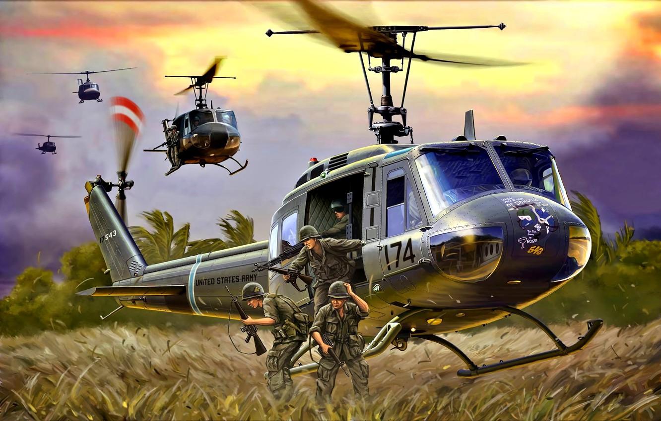 Wallpaper M Helicopter, US Army, Landing, M UH 1D