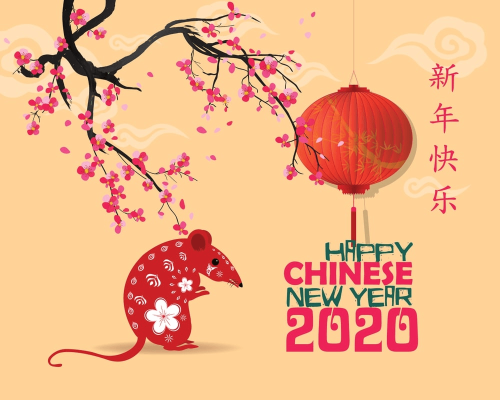 Happy chinese new year 2020 Zodiac sign, year of the rat