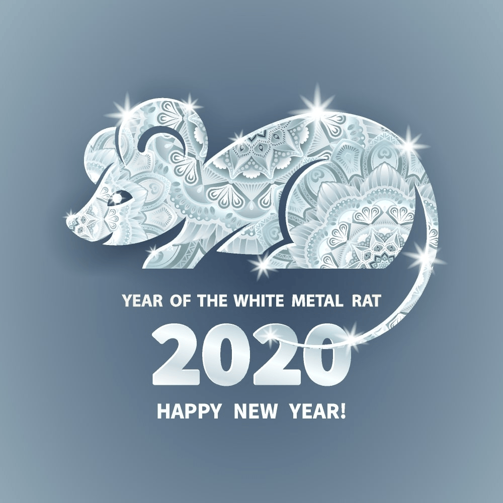 Happy chinese new year 2020 Zodiac sign, year of the rat