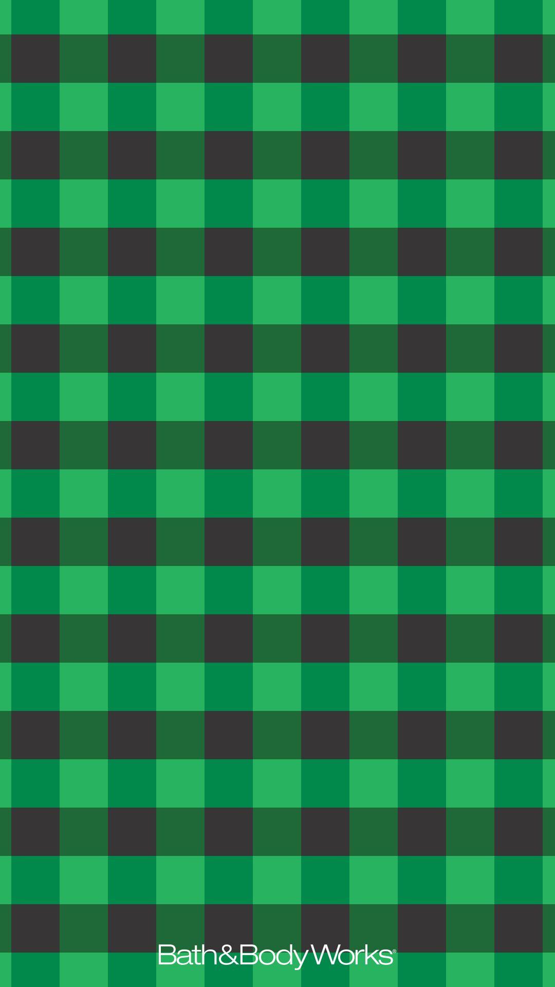 Bath & Body Works iPhone Wallpaper Green Gingham in 2019