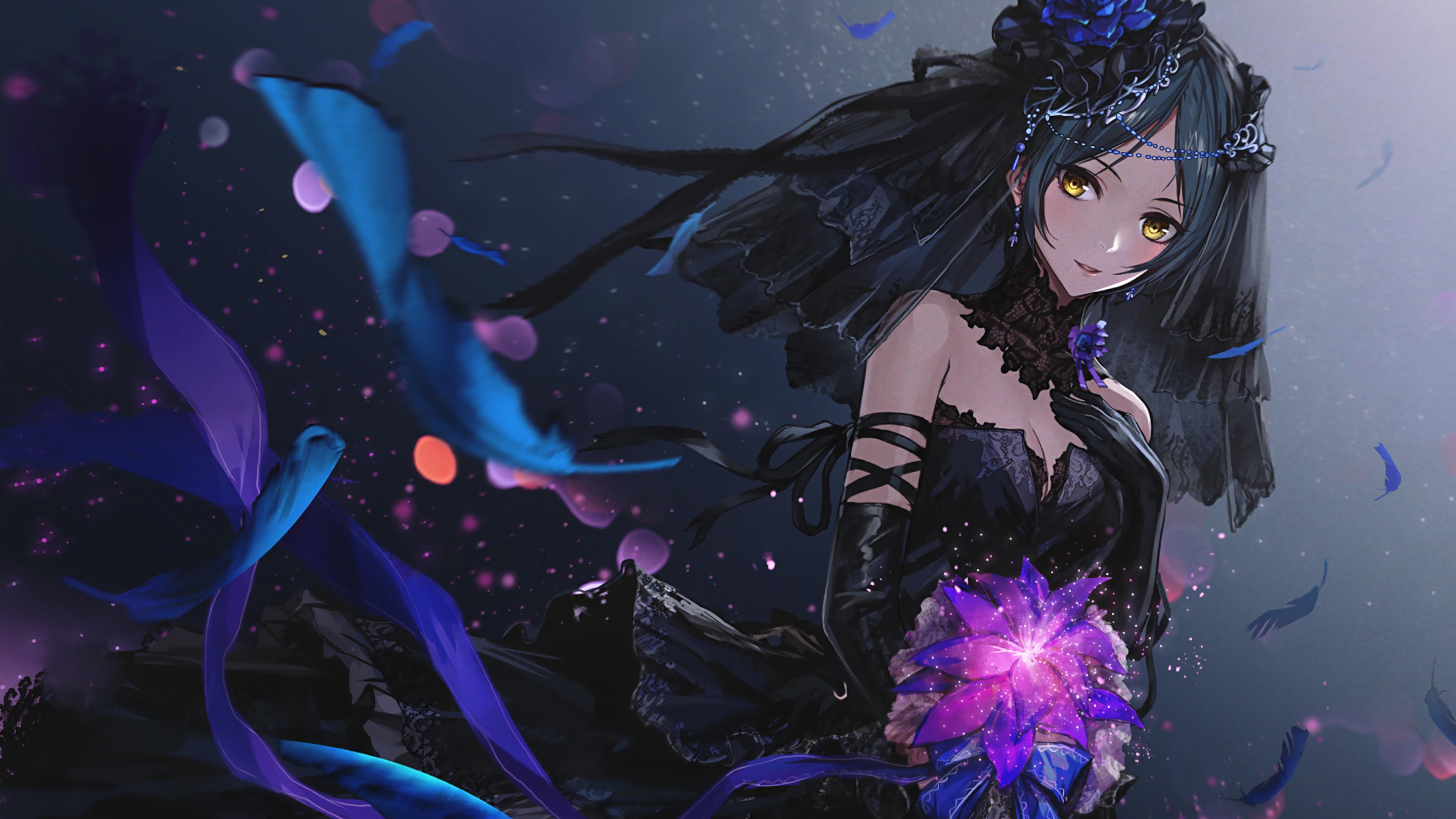 Anime girl with black dress Wallpapers 4k Ultra HD ID:3726