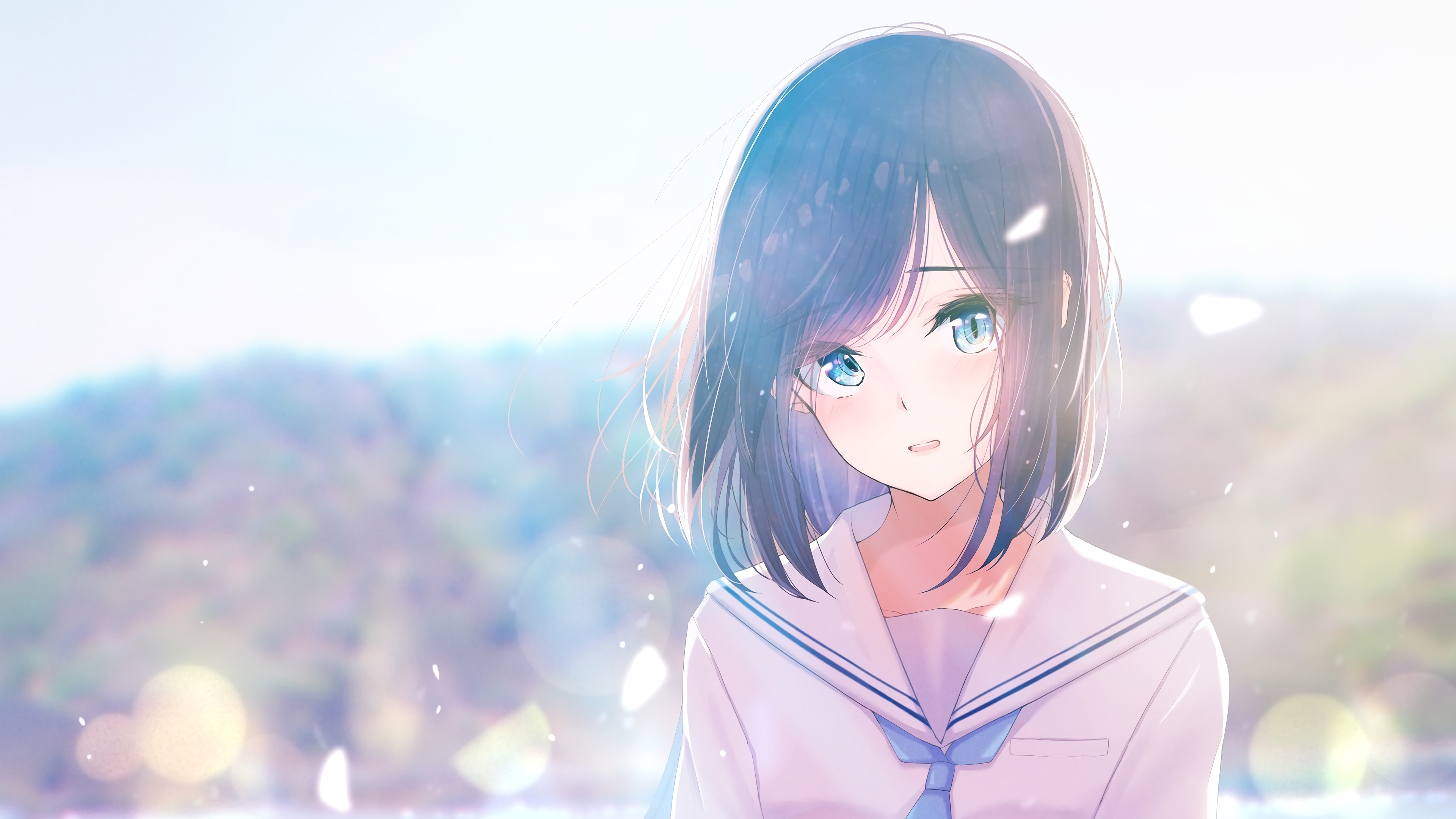 Anime girl student in uniform Wallpaper 4k Ultra HD