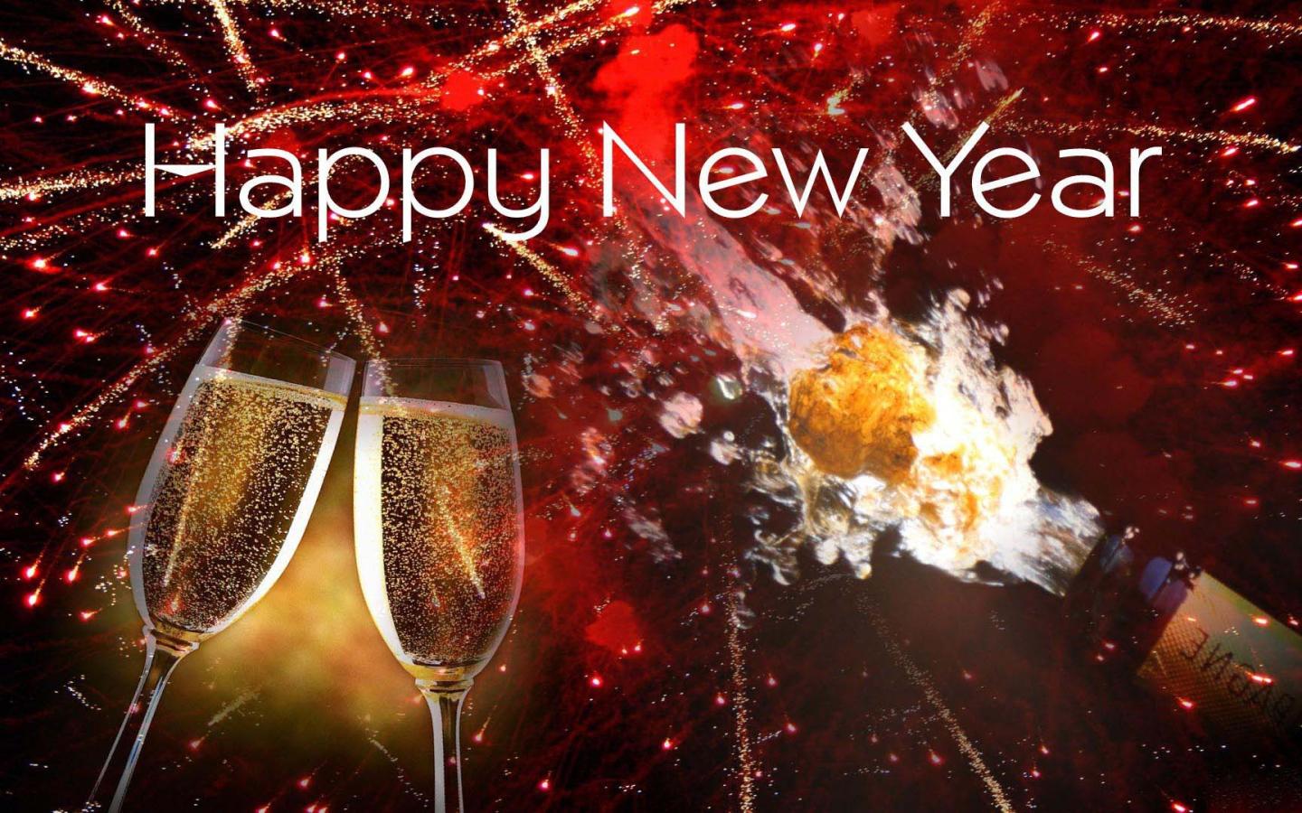 Happy New Year, champagne glasses Desktop wallpaper 1440x900