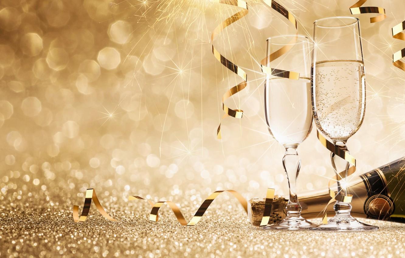 Wallpaper bottle, New Year, glasses, new year, champagne, happy, fireworks, glasses, champagne - for desktop, section новый год