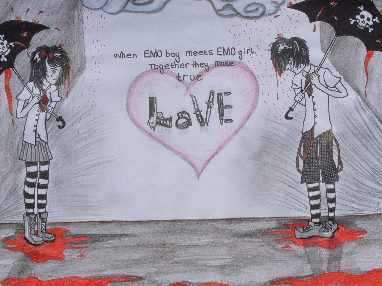 Emo Heart Drawings.. Broken Heart Boy Emo Love Anime