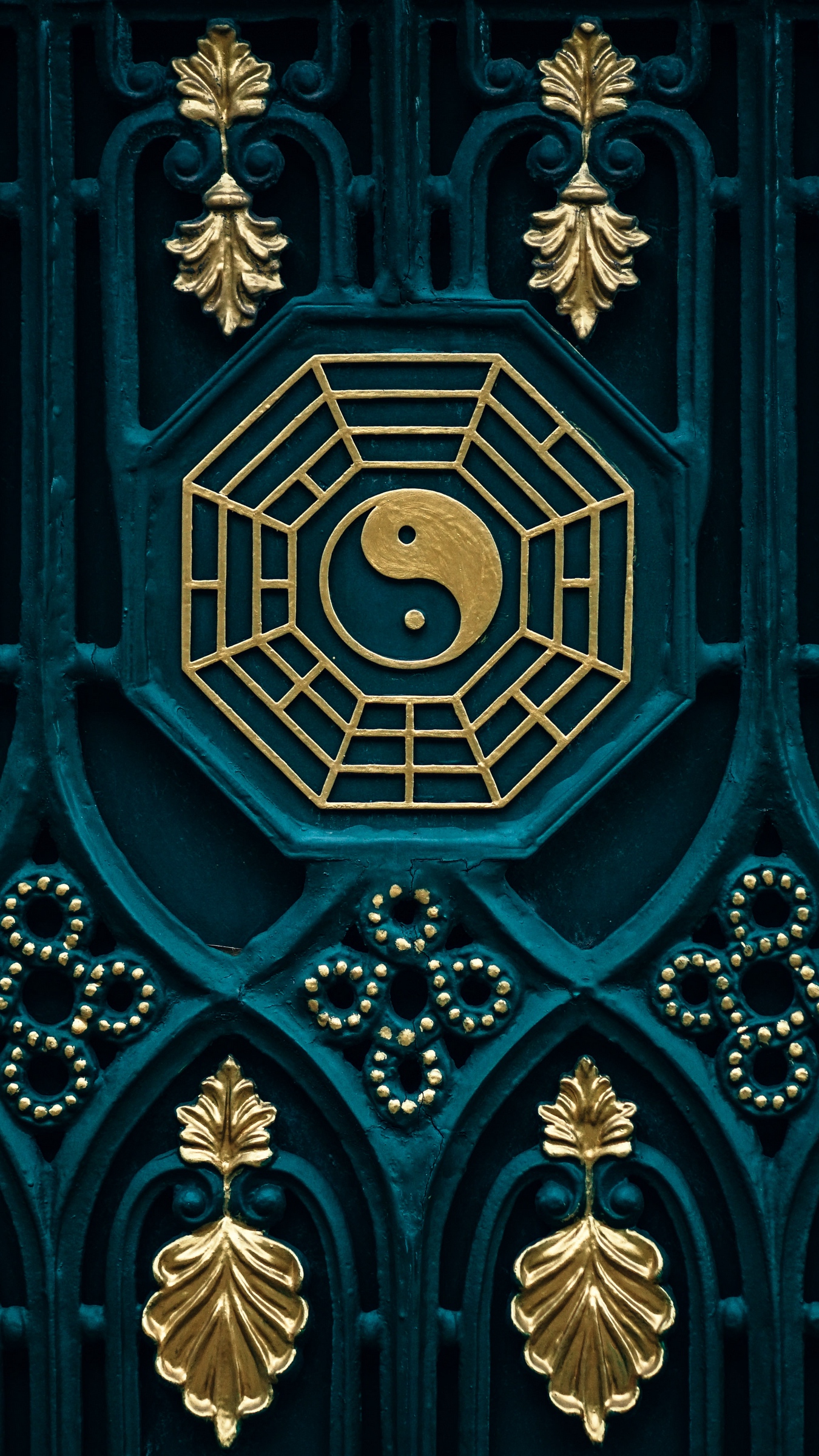 Download wallpaper 1350x2400 yin yang, buddhism, element