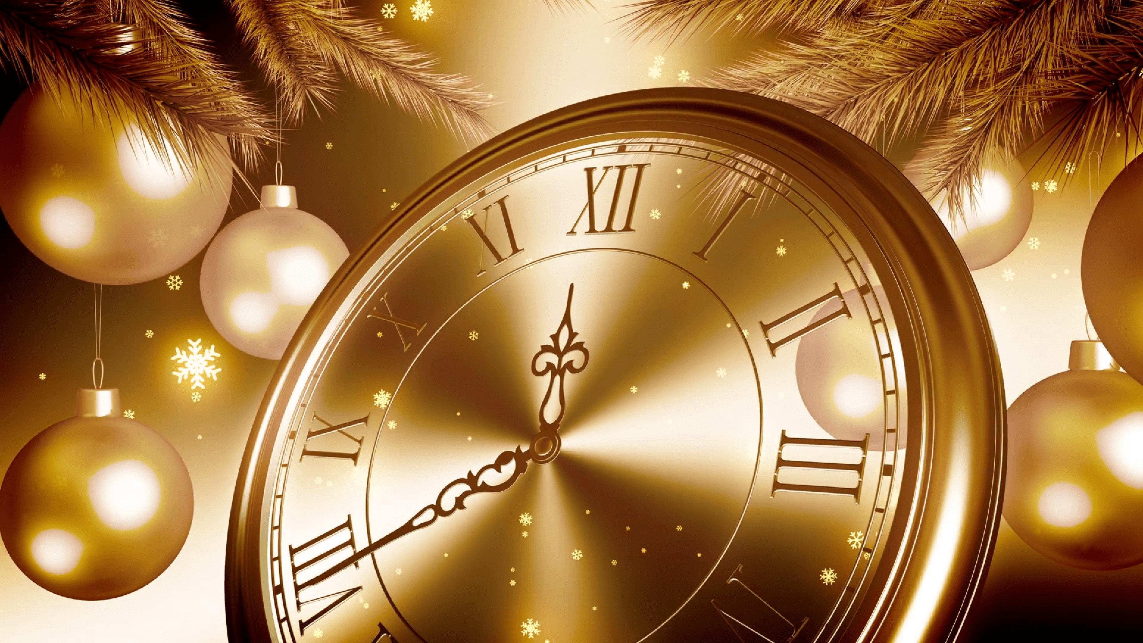 Happy New Year 2020 Golden Clock Countdown In New Year's Eve