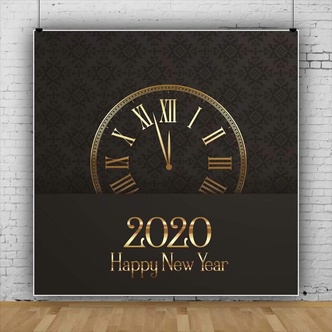 OFILA Polyester Fabric 2020 New Year Party Background 5x5ft New Year Countdown Photography Backdrop Damascus Wallpaper Background 2020 New Year Eve
