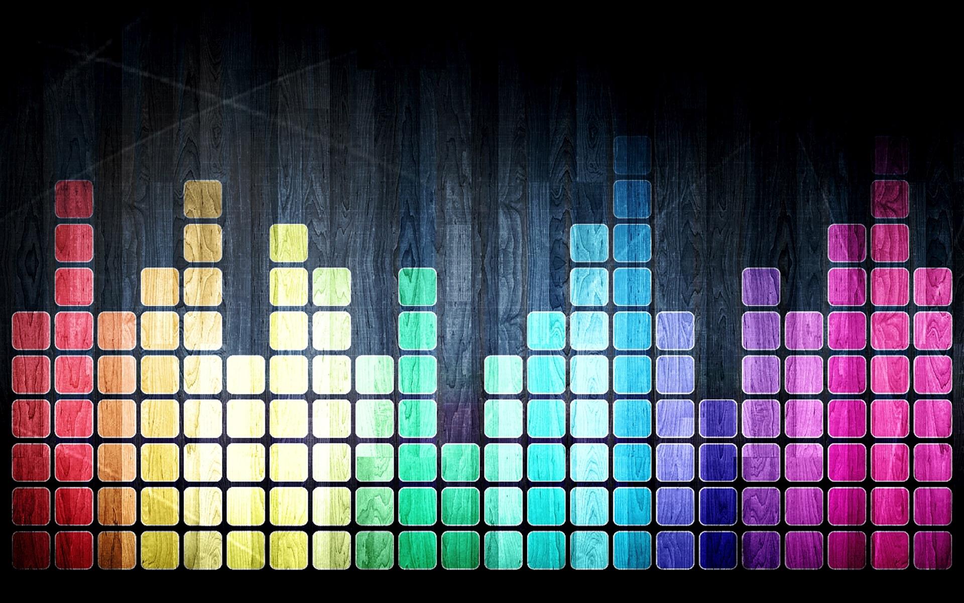 Colored Music Equalizer Wood Texture Desktop Wallpaper